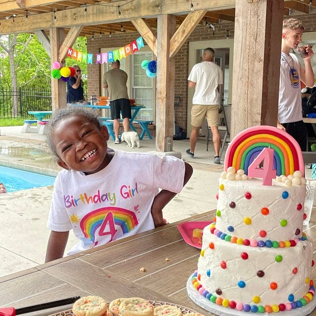 Rainbow Birthday Shirt | Matching Family Birthday Outfits | Personalized Cute Pink Girl's Tee | Perfect for Birthday Parties & Family Photo Shoots