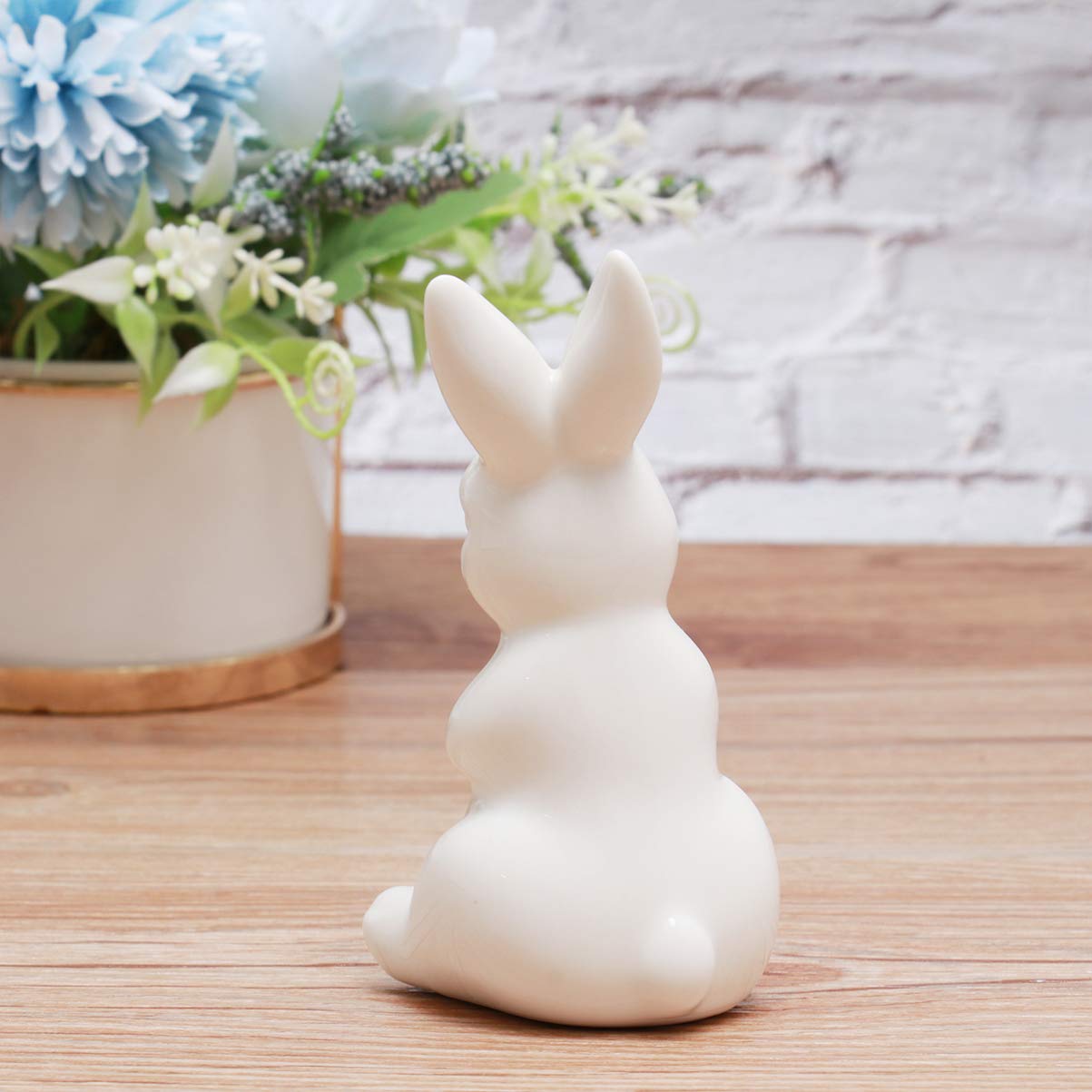 White Ceramic Bunny Rabbit Statue - Mini Animal Figurine for Home Decor, Desktop Decoration, Bedroom & Living Room Accent - Perfect for Easter Decor, Spring Centerpiece, and Gift Giving