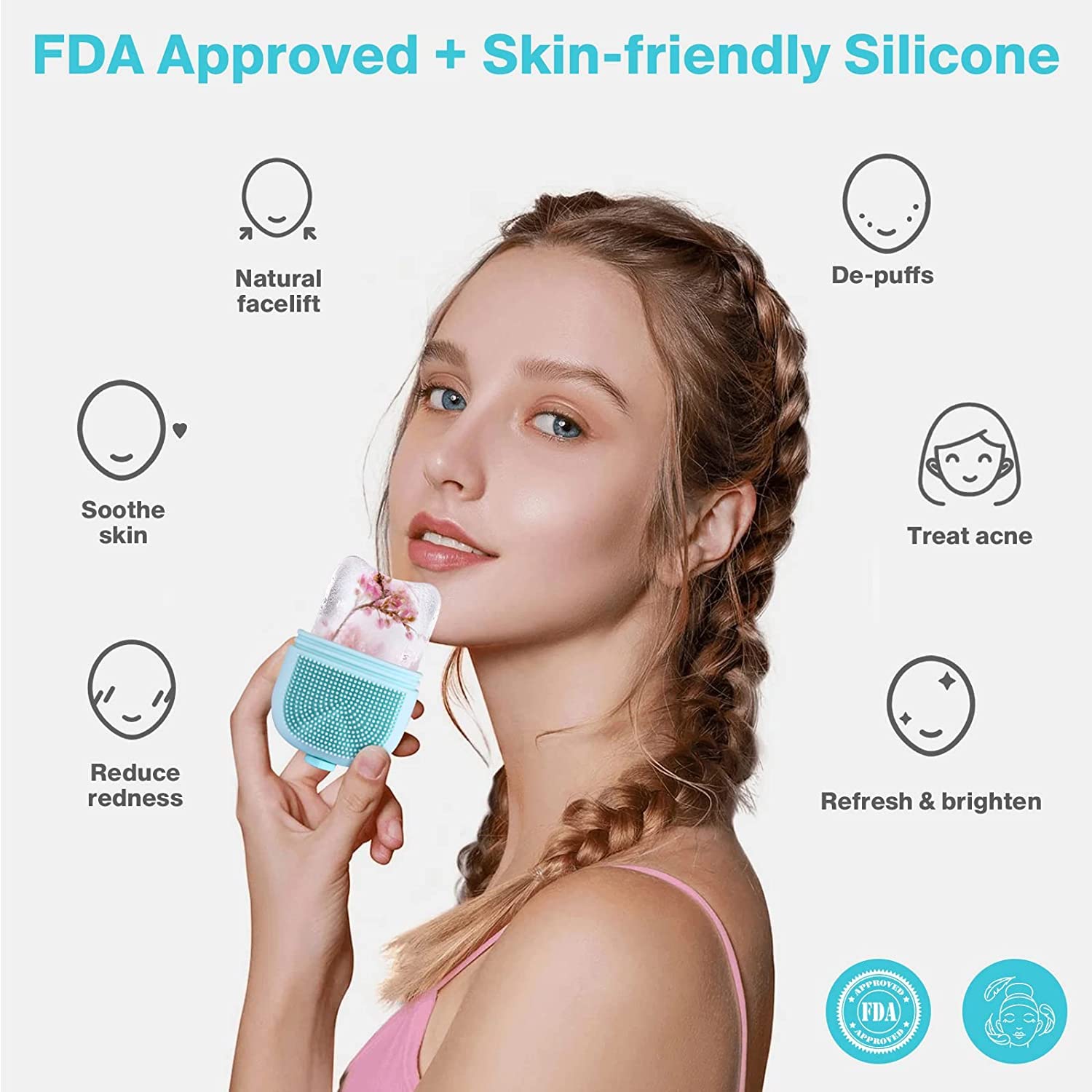 DEE SONS Ice Roller for Face, Eyes & Neck – Reusable Silicone Ice Massager to Reduce Puffiness, Eye Bags & Migraine Pain | Skin Care & Facial Therapy Tool for Glowing Skin | Perfect for Morning Routine & Post-Workout Recovery