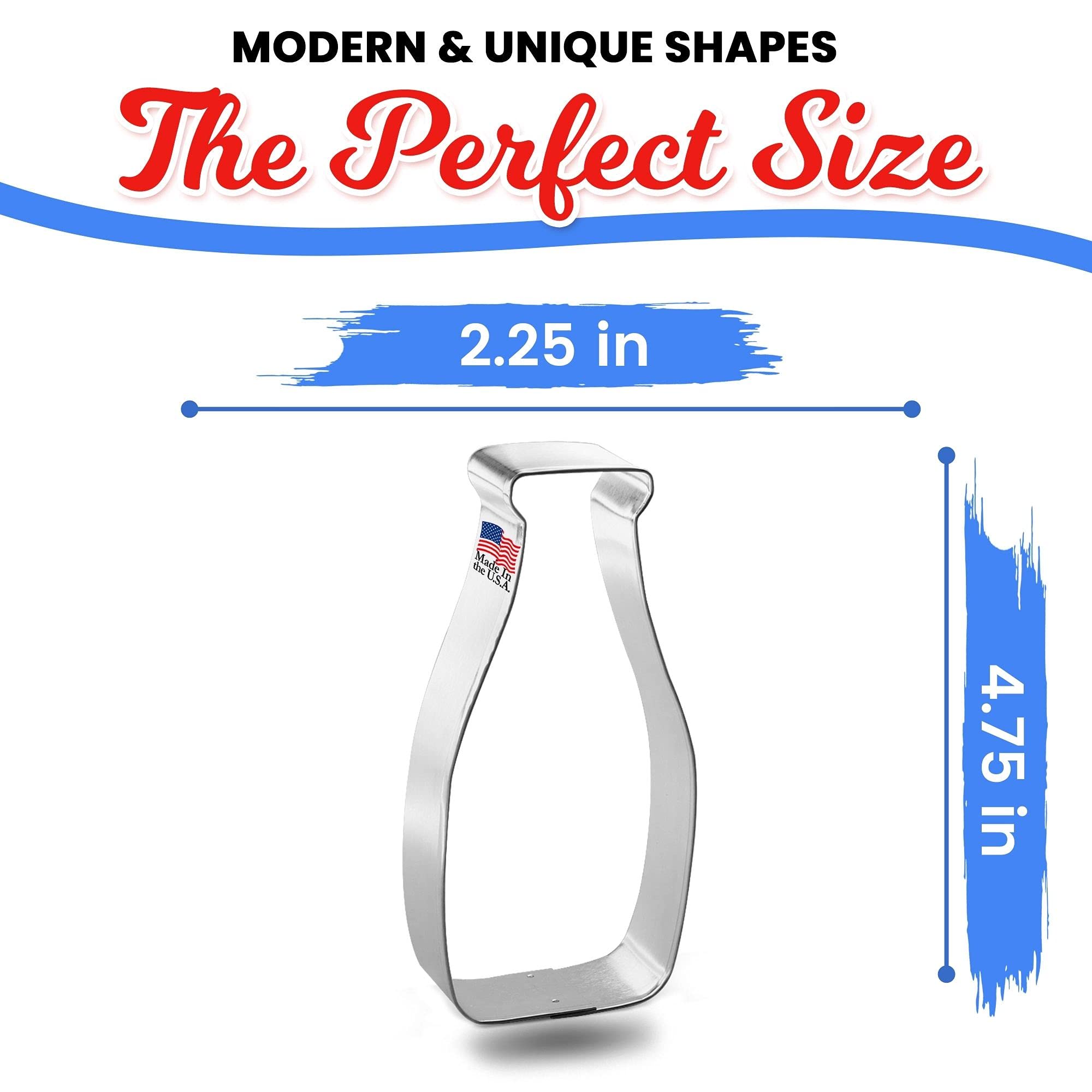 Premium 4.5 Inch Milk Bottle Cookie Cutter - Stainless Steel Baking Tool for Cookies, Pastries & Fondant - USA Made - Perfect for Christmas, Birthday Parties & DIY Baking Gifts