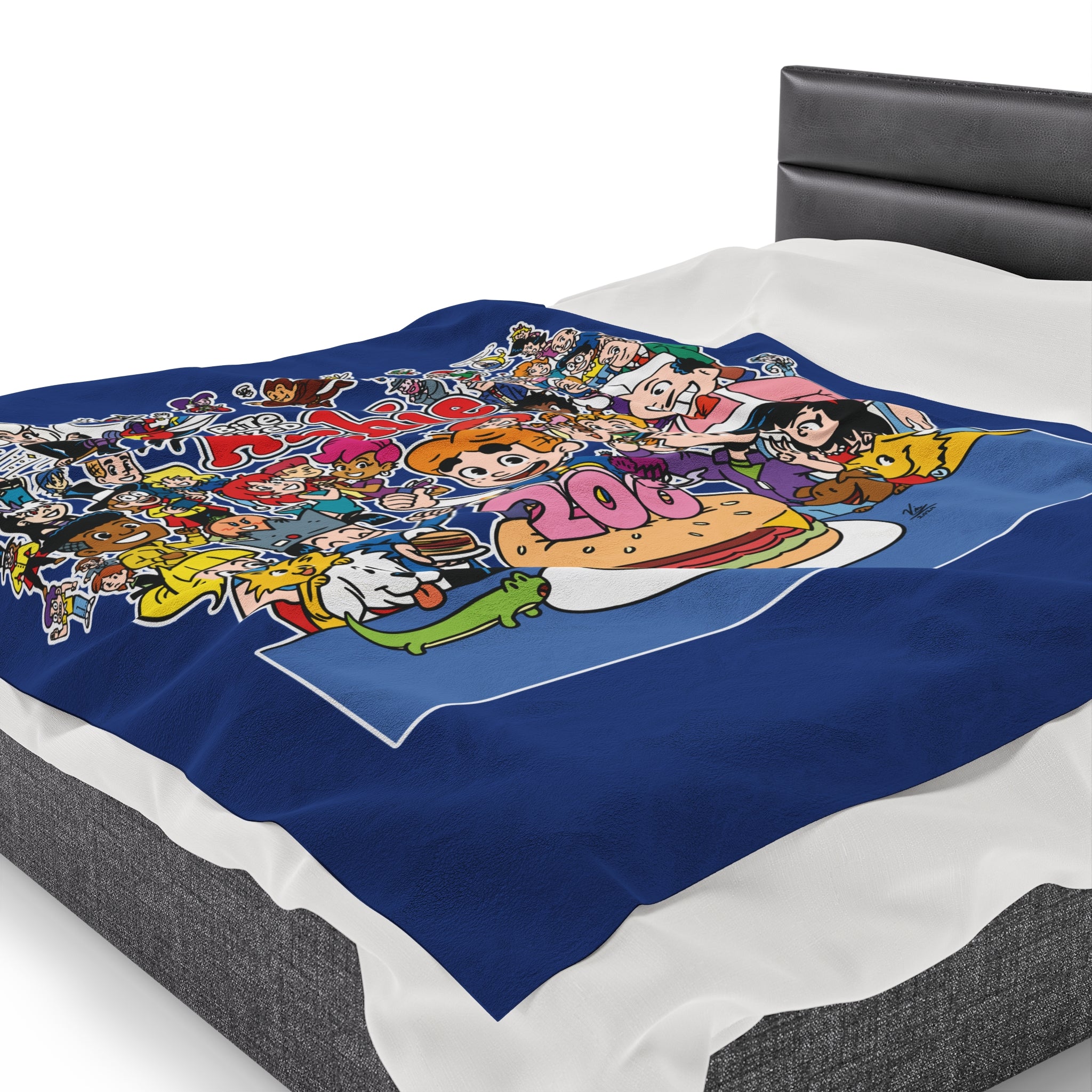 Bite Sized Archie 200th Story Velveteen Plush Blanket - Soft Throw Blanket for Adults & Kids (3 Sizes) with Cheeseburger Cake Design - Perfect for Bedroom, Sofa, Movie Nights & Gifts