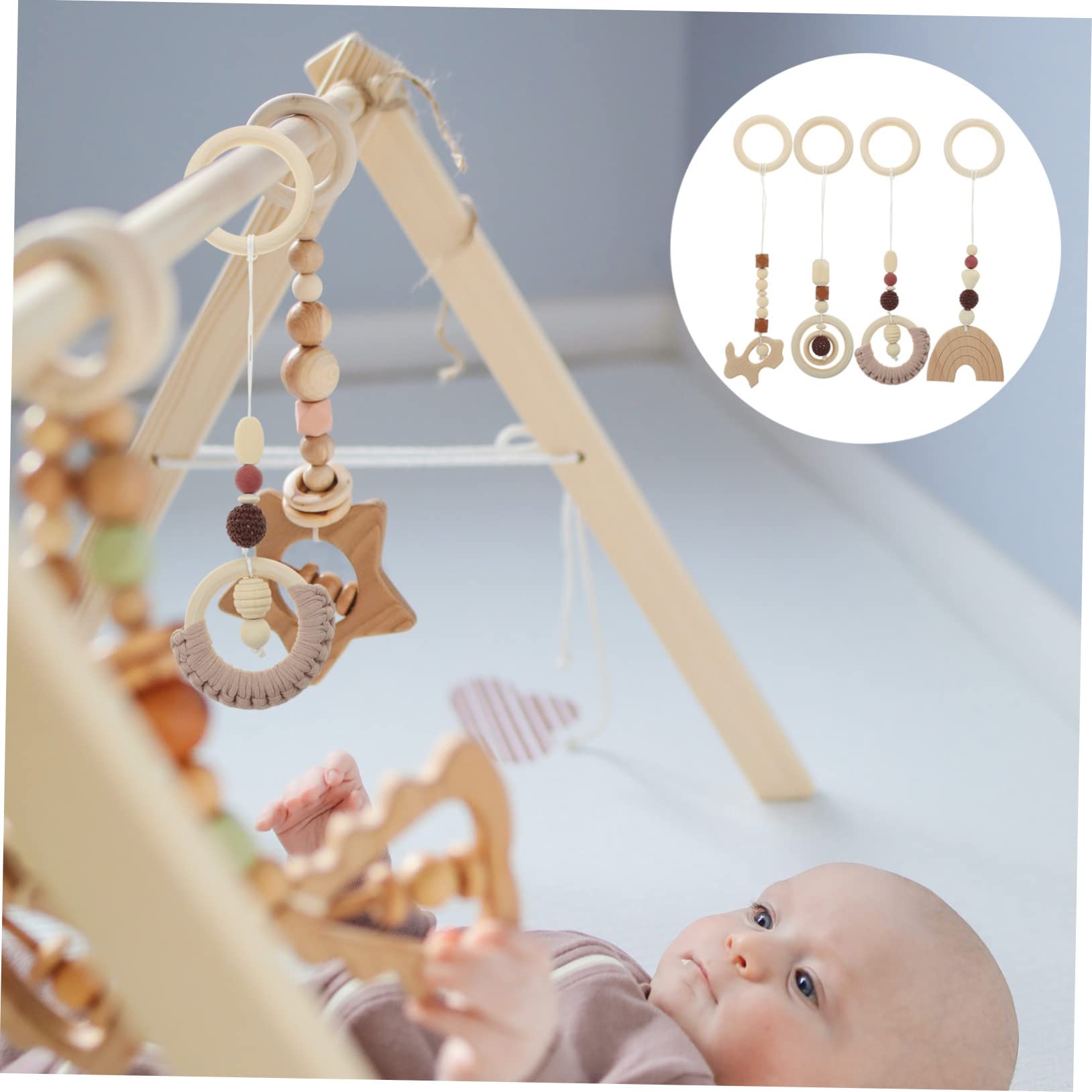 Wakauto 12-Piece Baby Gym Toy Set - Hanging Rattles, Teethers & Plush Toys for Infant Play Gym & Wooden Activity Center | Perfect for Tummy Time & Early Development