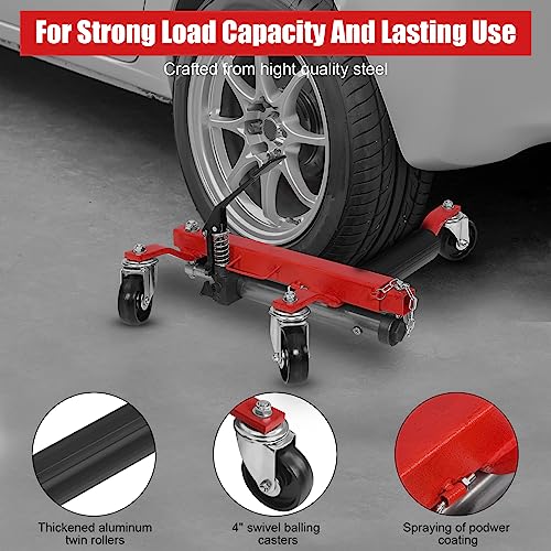 GARVEE 1500lbs Heavy Duty Car Wheel Dolly - Vehicle Positioning Skates with Ratcheting Foot Pedal Lift for Mechanics & Auto Repair | Perfect for Garage, Workshop & Tire Changes