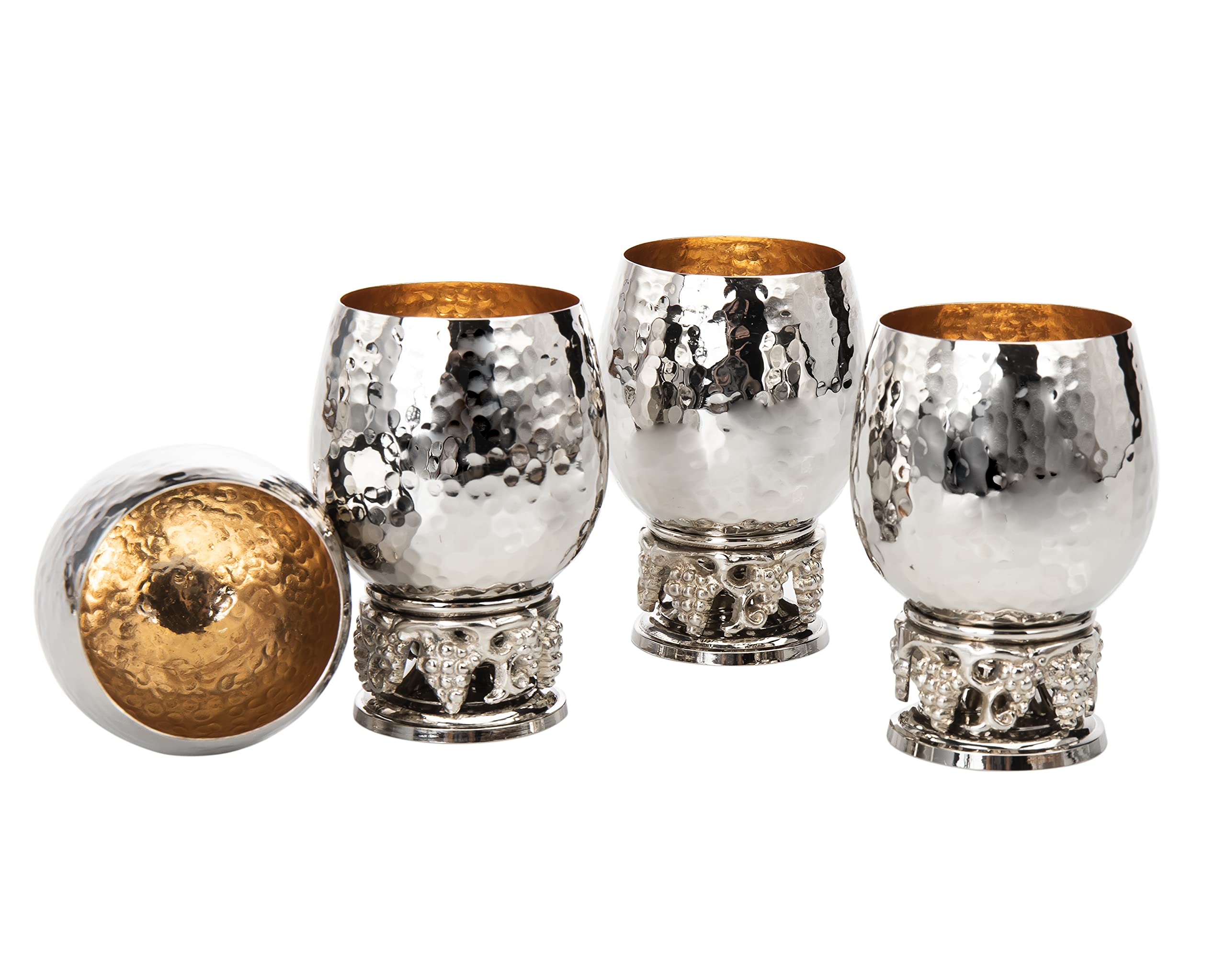 Godinger 4-Piece Hammered Grape Design Liquor Shot Glasses Set - Perfect for Whiskey, Tequila, and Cocktail Parties, Home Bar Decor