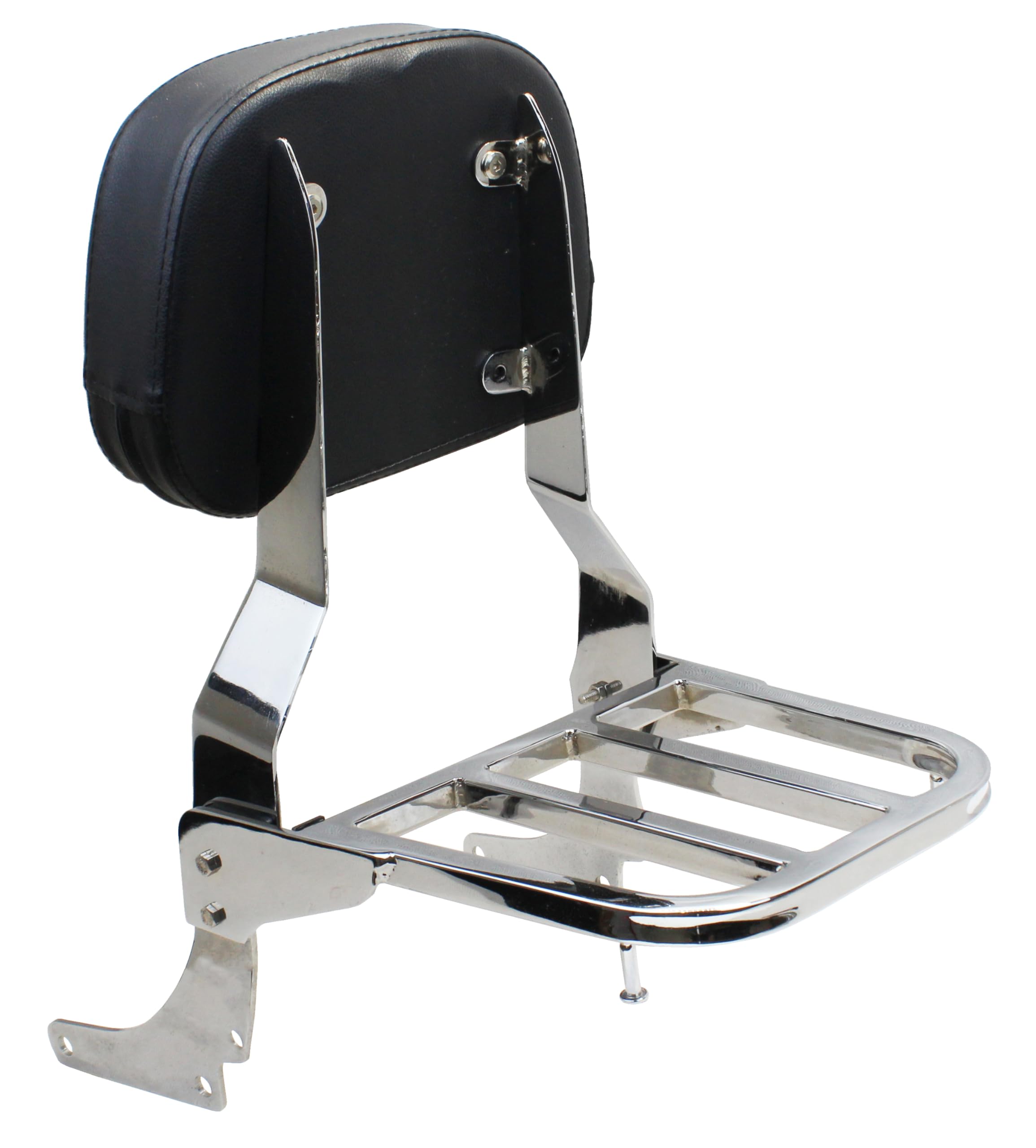 YHMOTO Chrome Backrest Sissy Bar with Luggage Rack for Suzuki VZ800 Marauder 800 (1997-2007) - Motorcycle Passenger Comfort & Storage Solution for Long Rides