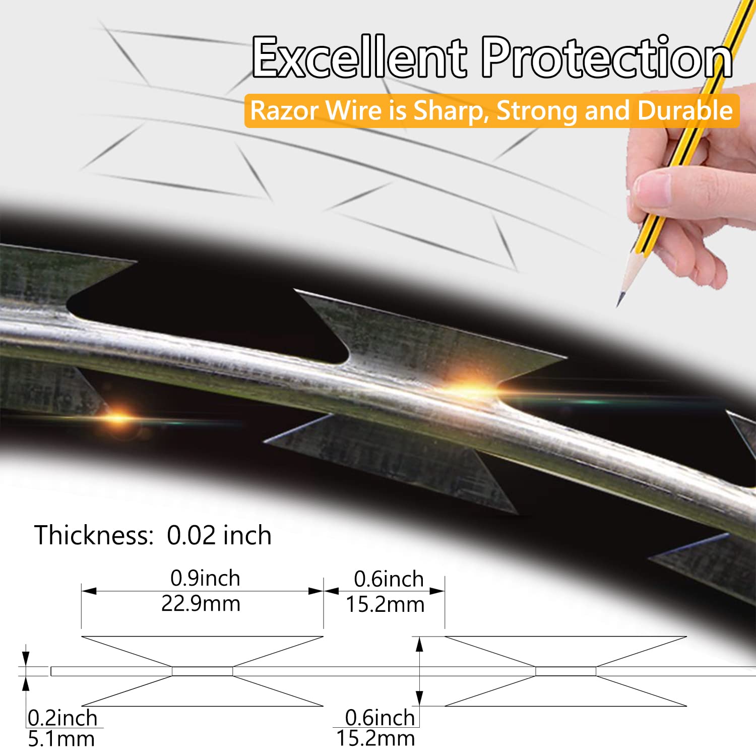 410FT Galvanized Steel Razor Wire - Heavy Duty Barbed Concertina Wire for Security Fencing (5 Rolls, 82FT Each) | Perfect for Perimeter Protection, Military Bases & Property Security
