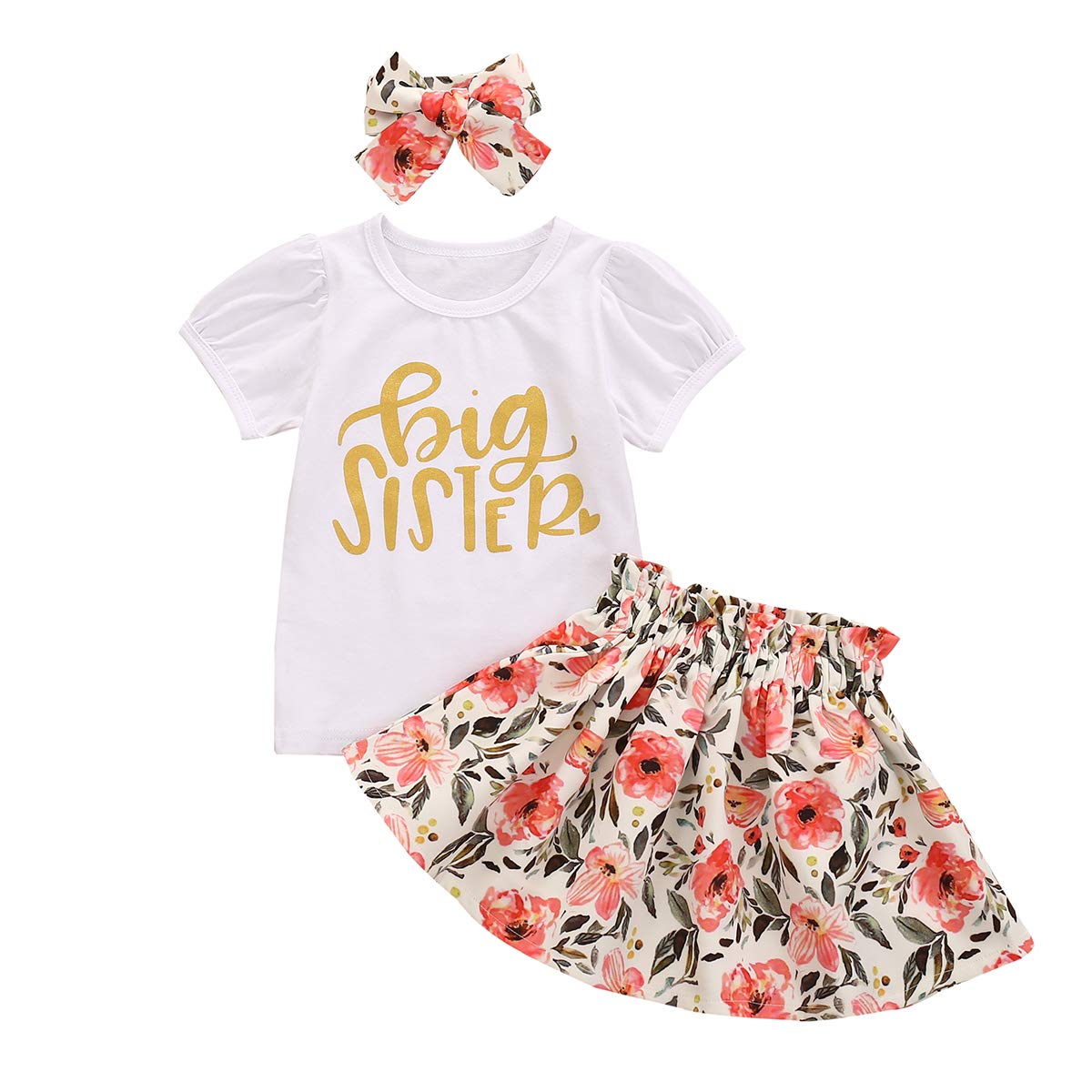 Haokaini Newborn Baby Girl Matching Outfits - Big Sister Little Sister Romper & Floral Pants Set | Perfect for Family Photos, Sibling Bonding & Special Occasions