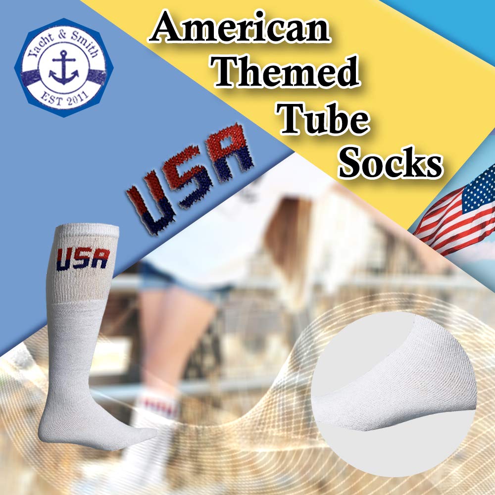 Yacht & Smith USA Pride Wholesale Cotton Socks for Men, Women & Kids - Patriotic American Flag Themed Crew Socks | Perfect for 4th of July, Memorial Day & Independence Day Celebrations