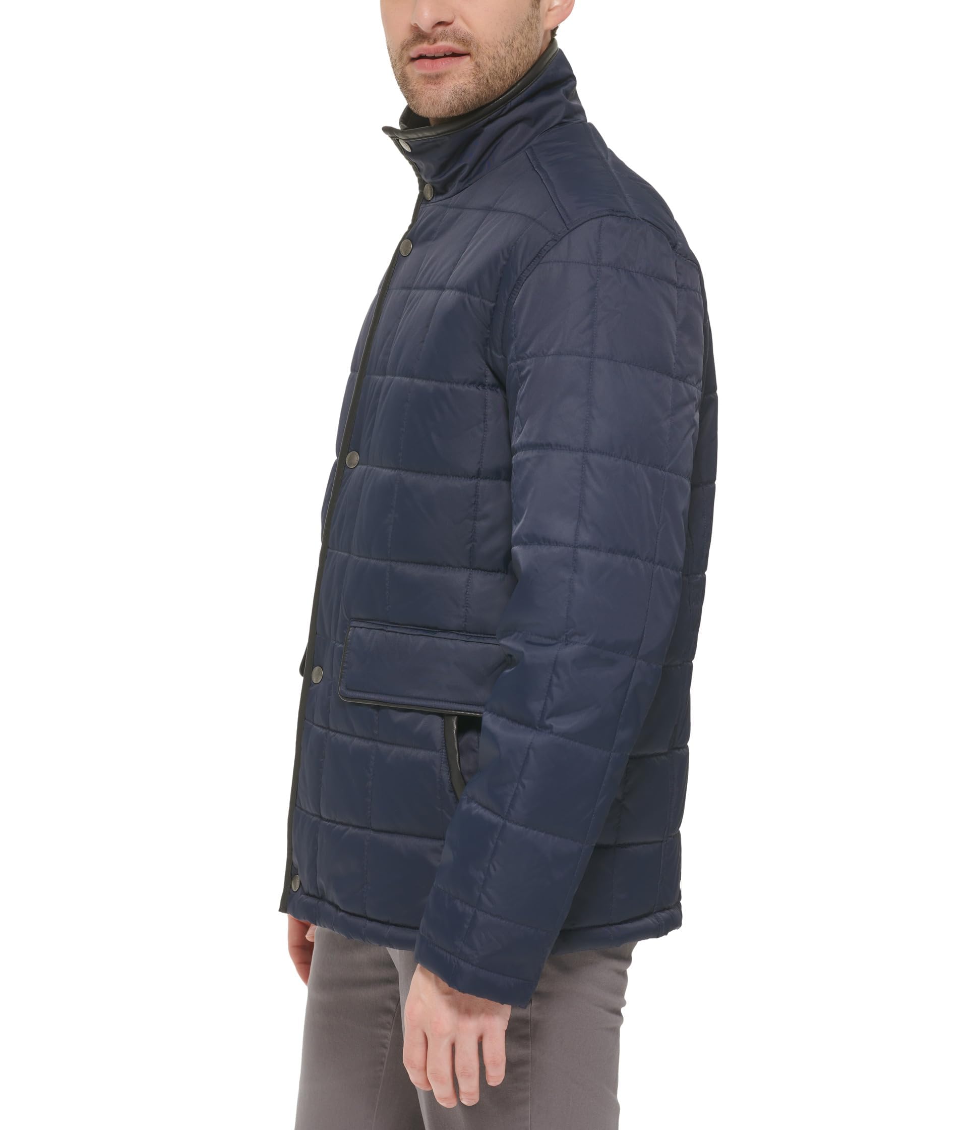 Cole Haan Men's Box Quilted Jacket - Lightweight Quilted Puffer Coat for Winter, Water-Resistant & Warm - Perfect for Outdoor Activities, Travel & Casual Wear