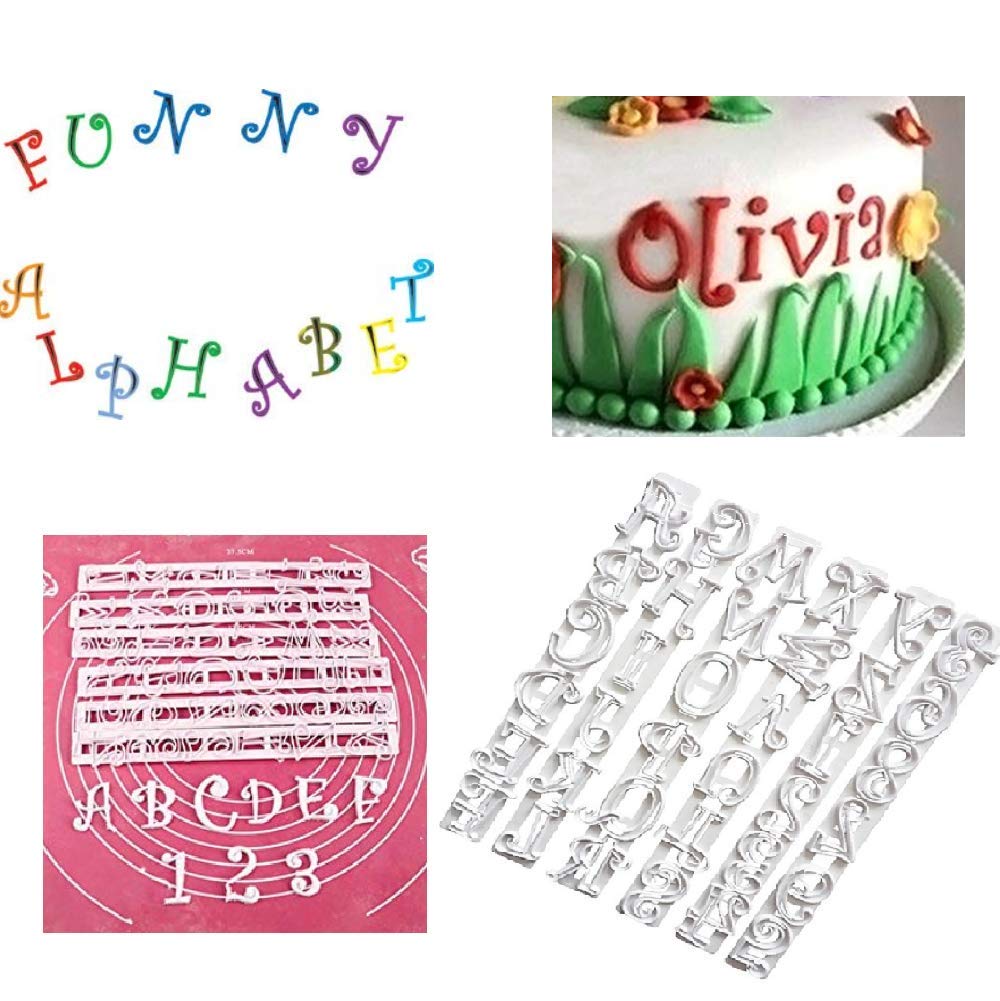 Alphabet & Number Cookie Stamp Set - 6PC Baking Stamps for Cookies, Cake, Fondant, Paste - DIY Decorating Mold with Punctuation & Butterfly Designs - Perfect for Birthday Parties, Wedding Cakes & Holiday Baking