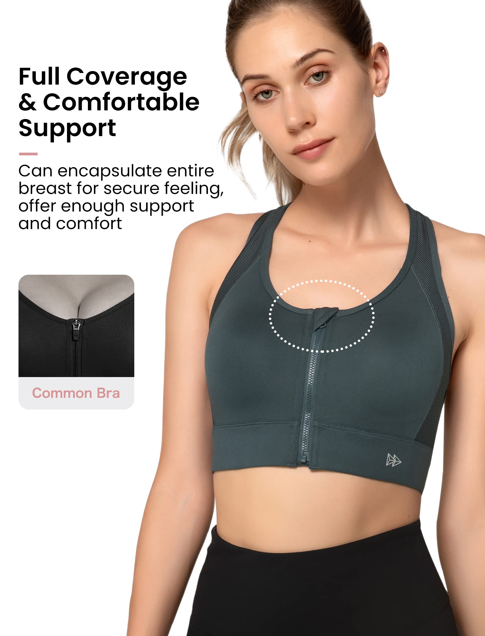 Yvette High Impact Sports Bra for Women - Full Coverage, High Support Racerback Workout Bra for Plus Size - Perfect for Running, Gym & High Intensity Training