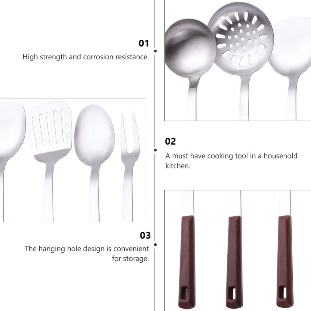 Hemoton 7-Piece Stainless Steel Kitchen Utensil Set - Fine Mesh Sieve, Baking Spatula, Skimmer Ladle & More for Cooking, Baking & Food Prep - Durable Kitchen Gadgets for Home Chefs & Bakers