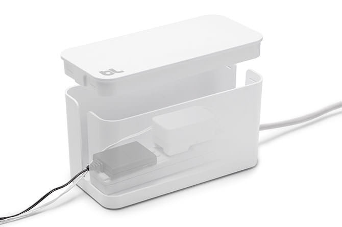 Bluelounge Cablebox Mini - Compact Cable Organizer for Desk & Home Office - Perfect for Managing Chargers, Cables & Wires - Ideal for Workspace, Gaming Setup & TV Stand Organization