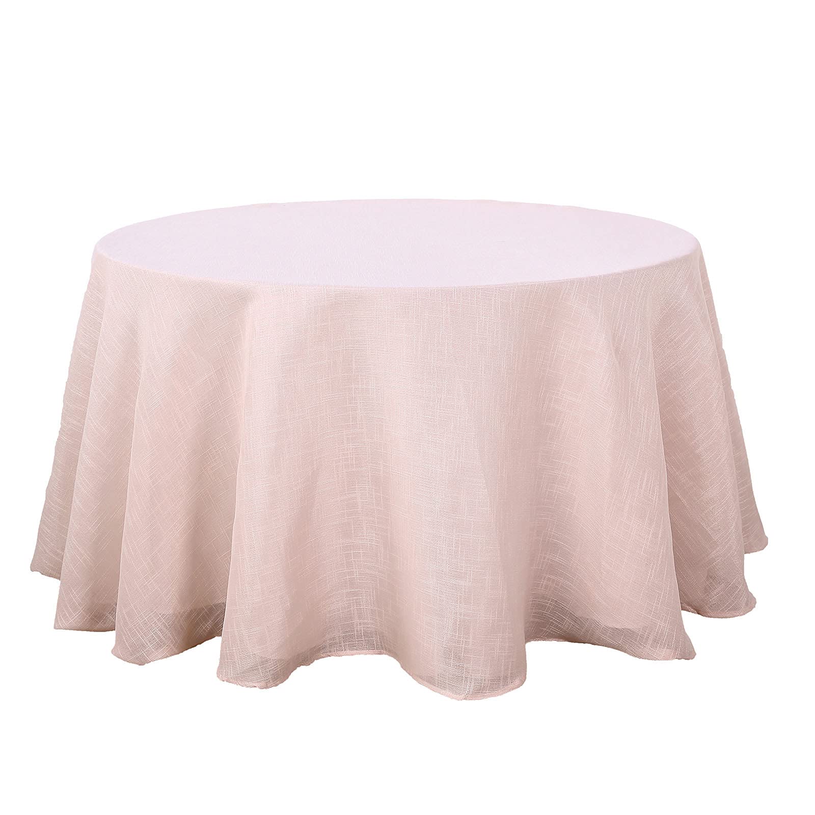 Rose Gold Faux Linen Tablecloth - Wrinkle Resistant Rectangle Table Cover for Kitchen, Restaurant, Indoor & Outdoor Dining - 108 Inch Blush Slubby Textured Weave | Perfect for Dinner Parties, Picnics & Special Events