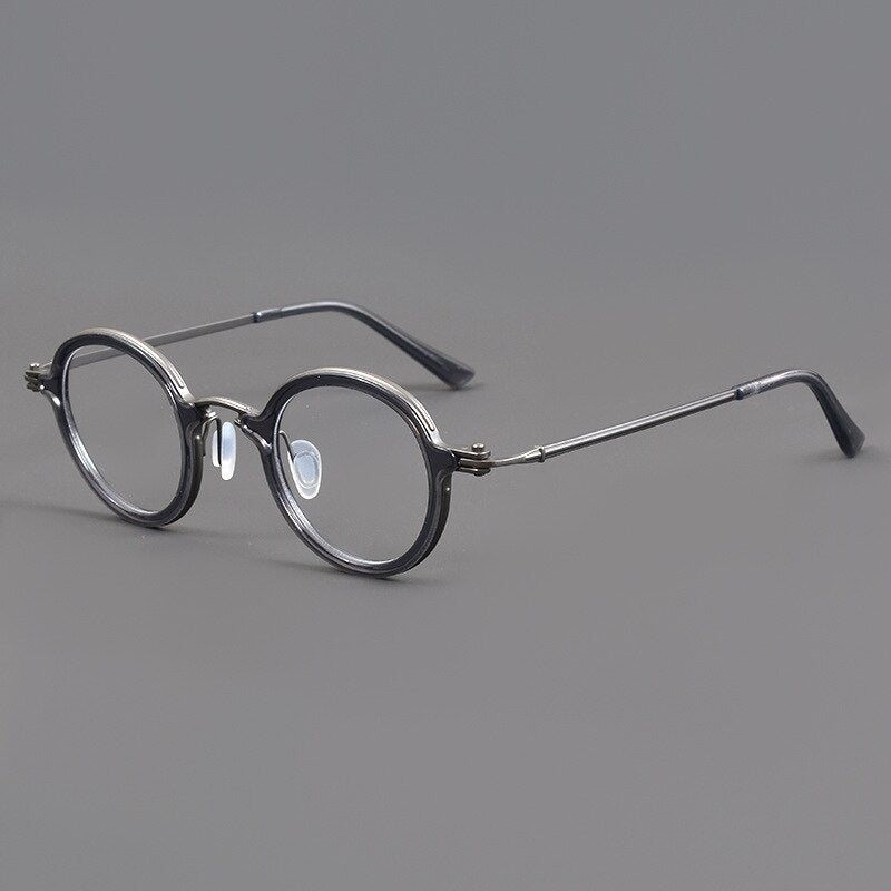 CCspace Unisex Full Rim Irregular Round Acetate Titanium Eyeglasses Frame 54698 - Lightweight & Durable for Work, Reading, and Fashion Accessory