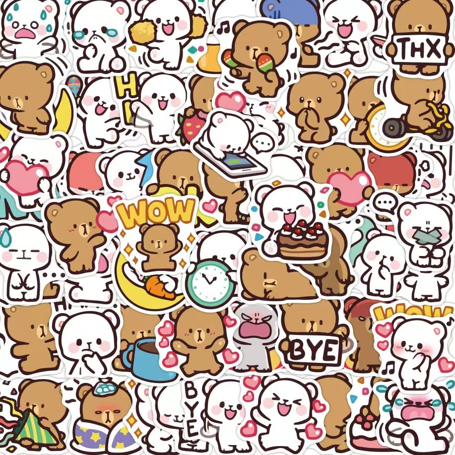 50PCS Cute Bear Stickers - Waterproof Vinyl Decals for Water Bottles, Laptops, Skateboards, Phones | Perfect for Kids, Teens & Adults | Great for School, Office, Travel & DIY Projects