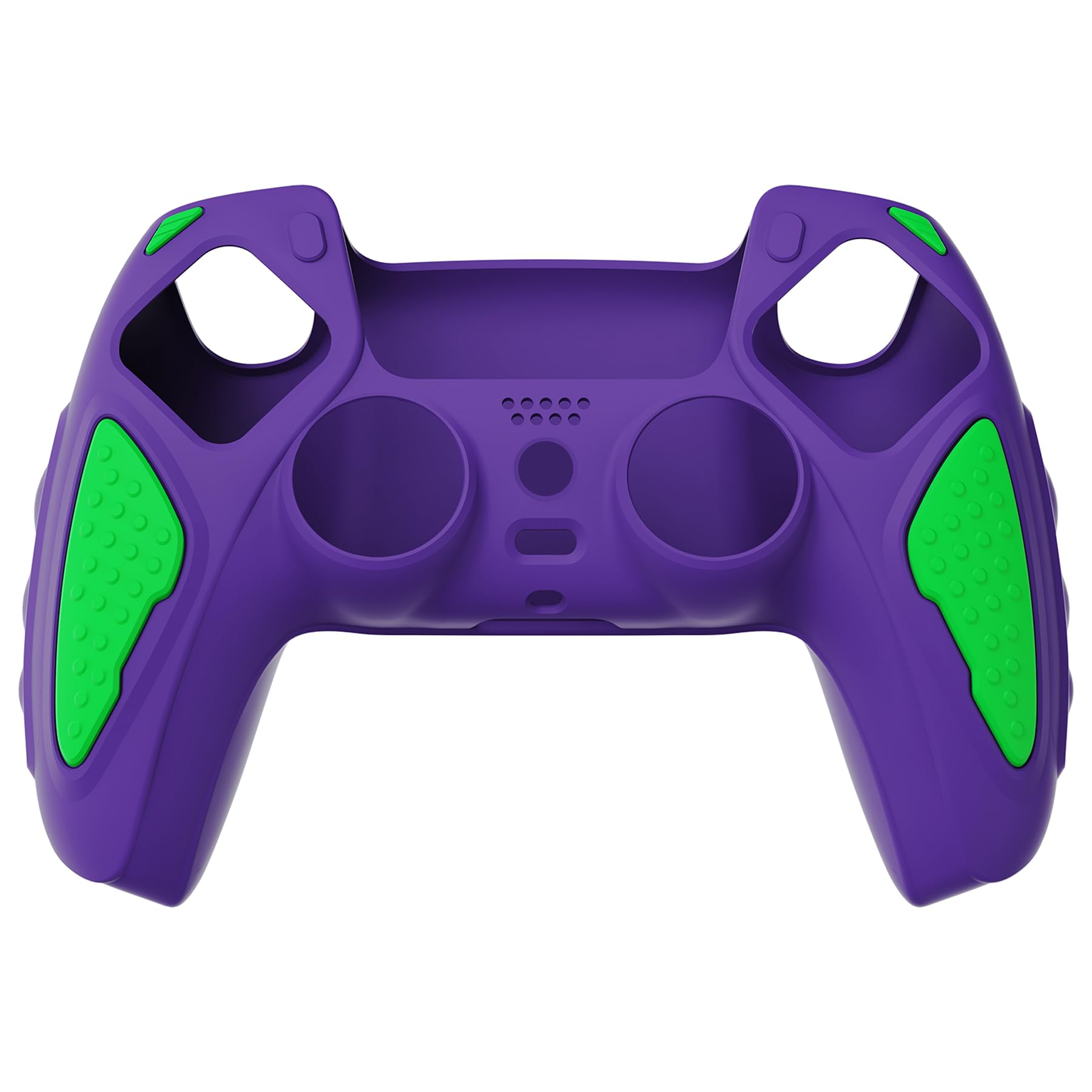 PlayVital PS5 Controller Skin - Anti-Slip Silicone Cover with Thumb Grips, Knight Edition (Purple/Green) for Enhanced Gaming Comfort