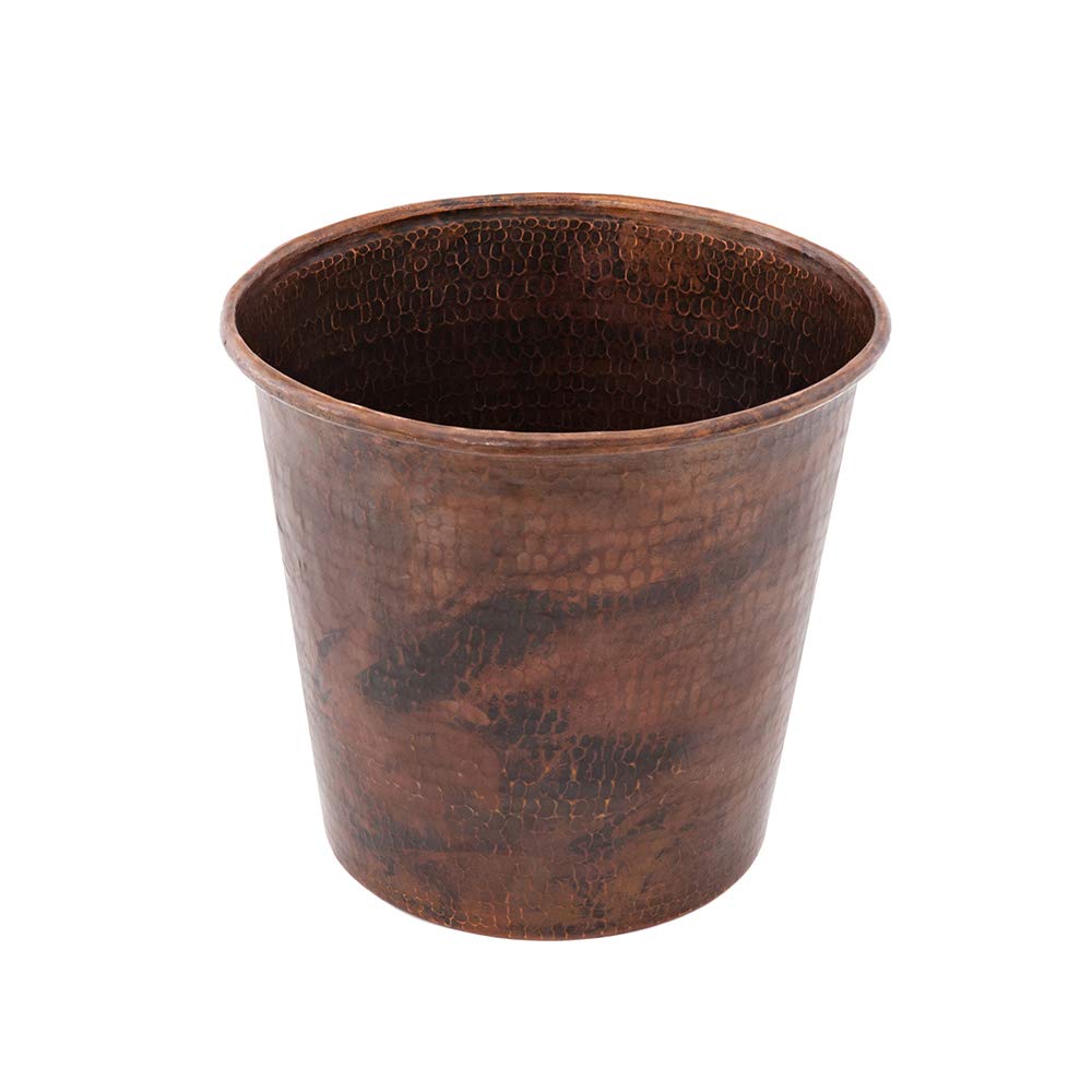 Premier Copper Products TC11DB Hand Hammered Copper Trash Can - Oil Rubbed Bronze Finish | Elegant Waste Bin for Home, Office & Luxury Spaces