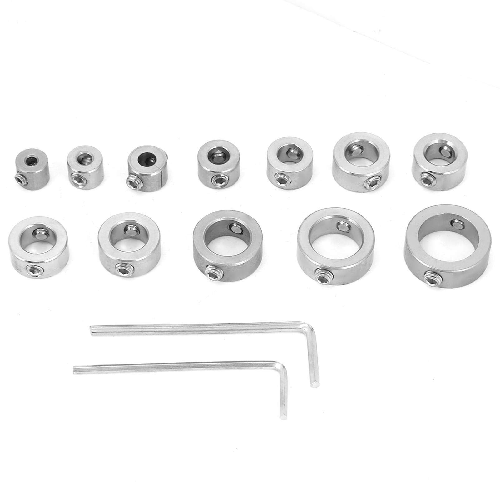 12Pcs 3-16mm Adjustable Drill Stop Collar Set - Stainless Steel Depth Stop Bit Collars with Hex Wrench for High Carbon Steel Drills - Perfect for Woodworking, Metalworking & Precision Drilling Projects