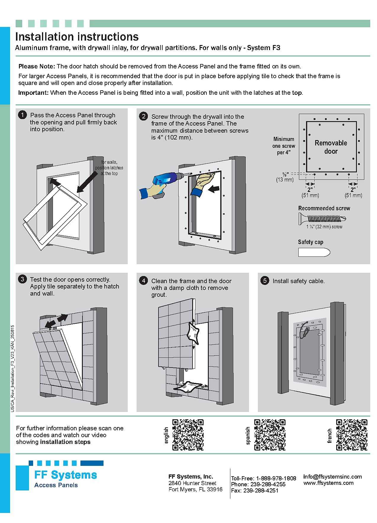 F3 Access Panel - Removable Tile Application for 5/8
