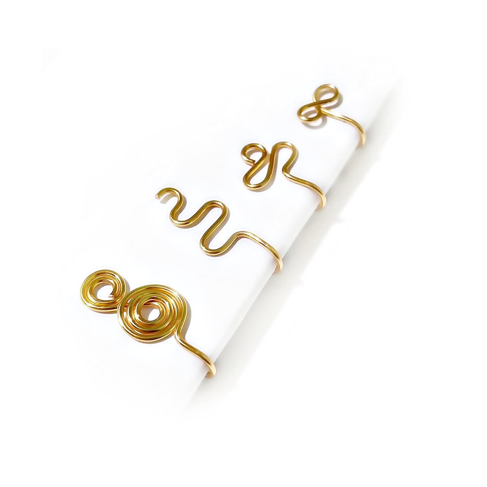 Gold Clip-On Nose Ring Set of 4 - Non Piercing Fake Nose Cuff - African Style Nose Jewelry for Women - Perfect for Parties, Festivals and Boho Fashion Looks