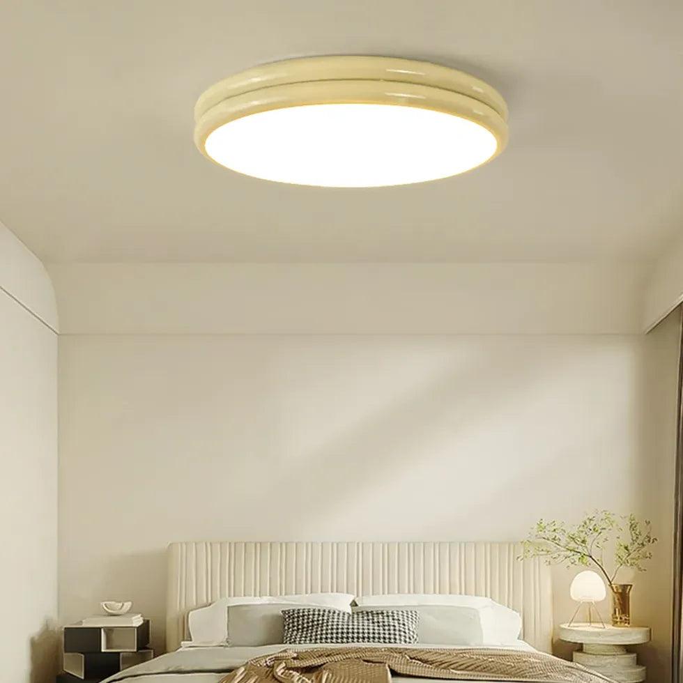 Modern Round Flush Mount Ceiling Light for Bedroom - Elegant Cake Design LED Fixture, Perfect for Bedroom, Living Room, and Dining Room Lighting