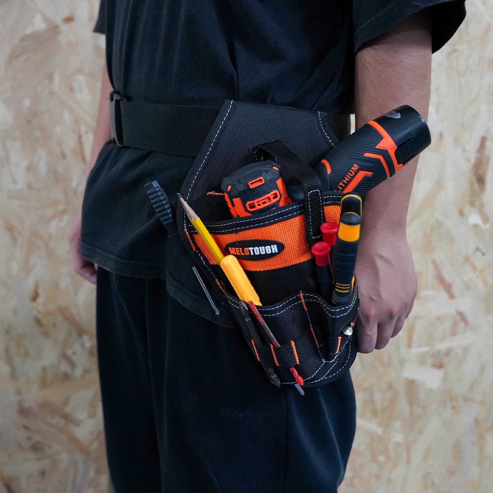 **MELOTOUGH Left/Right Handed Cordless Drill Holster - Tool Belt Drill Pouch for Impact Driver & Drill Bits - Perfect for Construction, DIY Projects & Home Repairs**