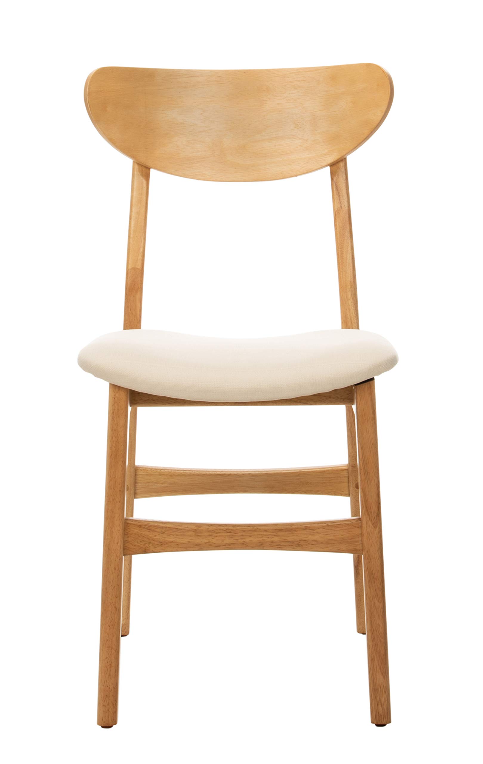 Safavieh Home Lucca Retro Natural & White Cushioned Dining Chairs (Set of 2) - Perfect for Kitchen, Dining Room & Farmhouse Decor
