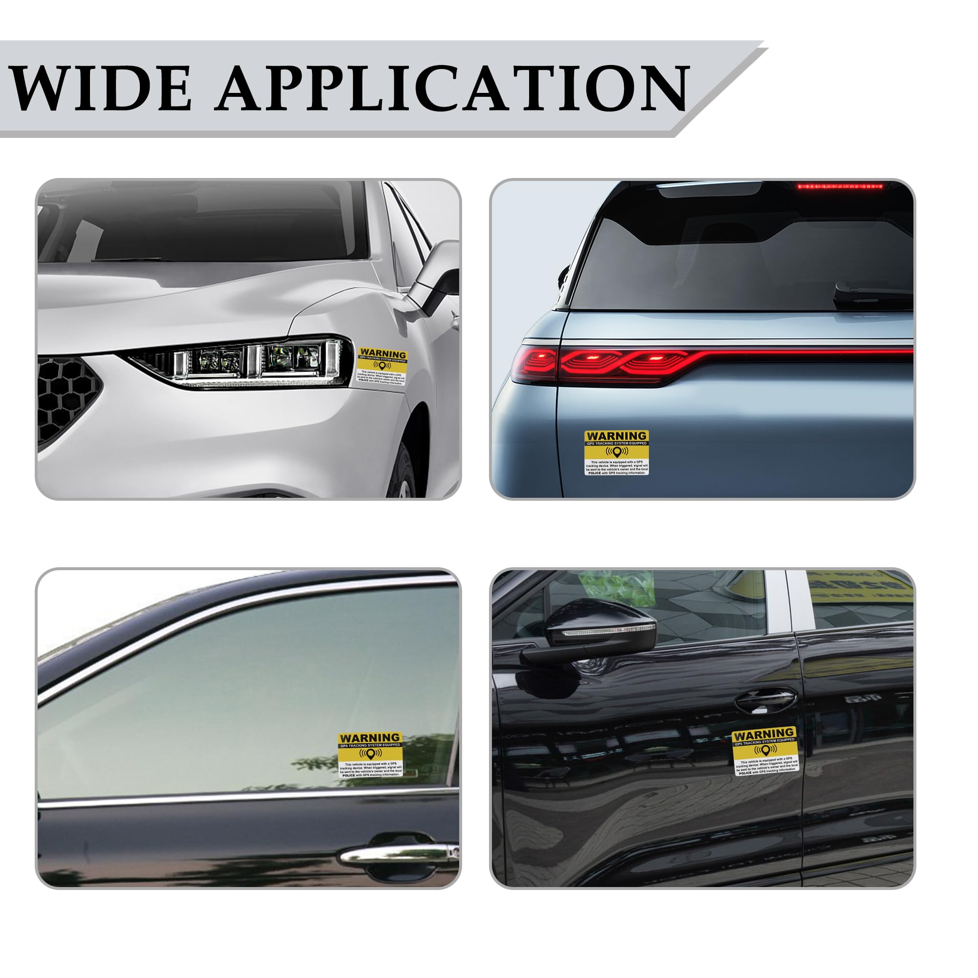 3PCS Anti-Theft GPS Warning Stickers 3.2x1.4 Inch for Car SUV Truck - Deter Vehicle Theft