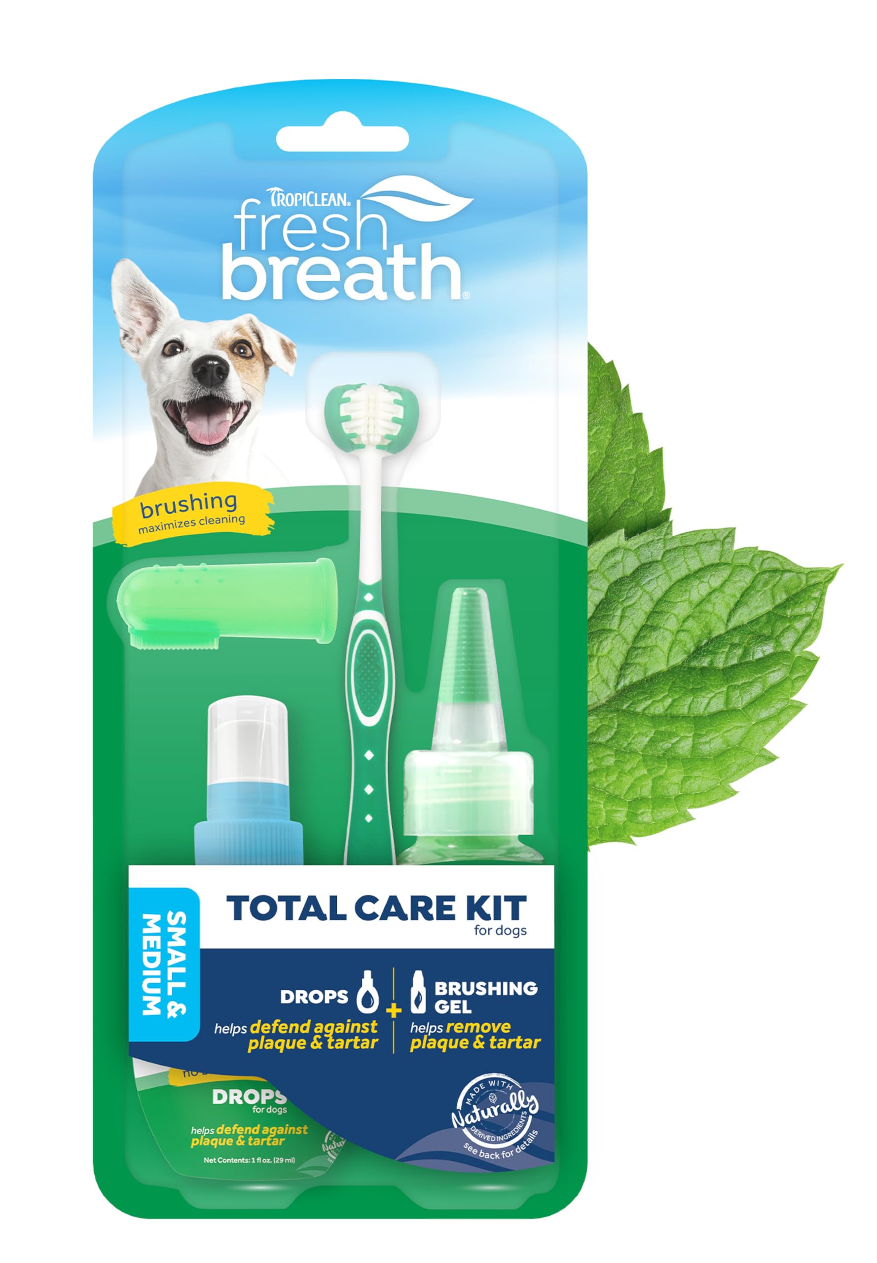 TropiClean Fresh Breath Dog Oral Care Kit - Complete Plaque & Tartar Control System for Small & Medium Dogs | Dog Teeth Cleaning Kit with Toothbrush & Toothpaste | Perfect for Daily Dental Hygiene & Fresh Breath at Home