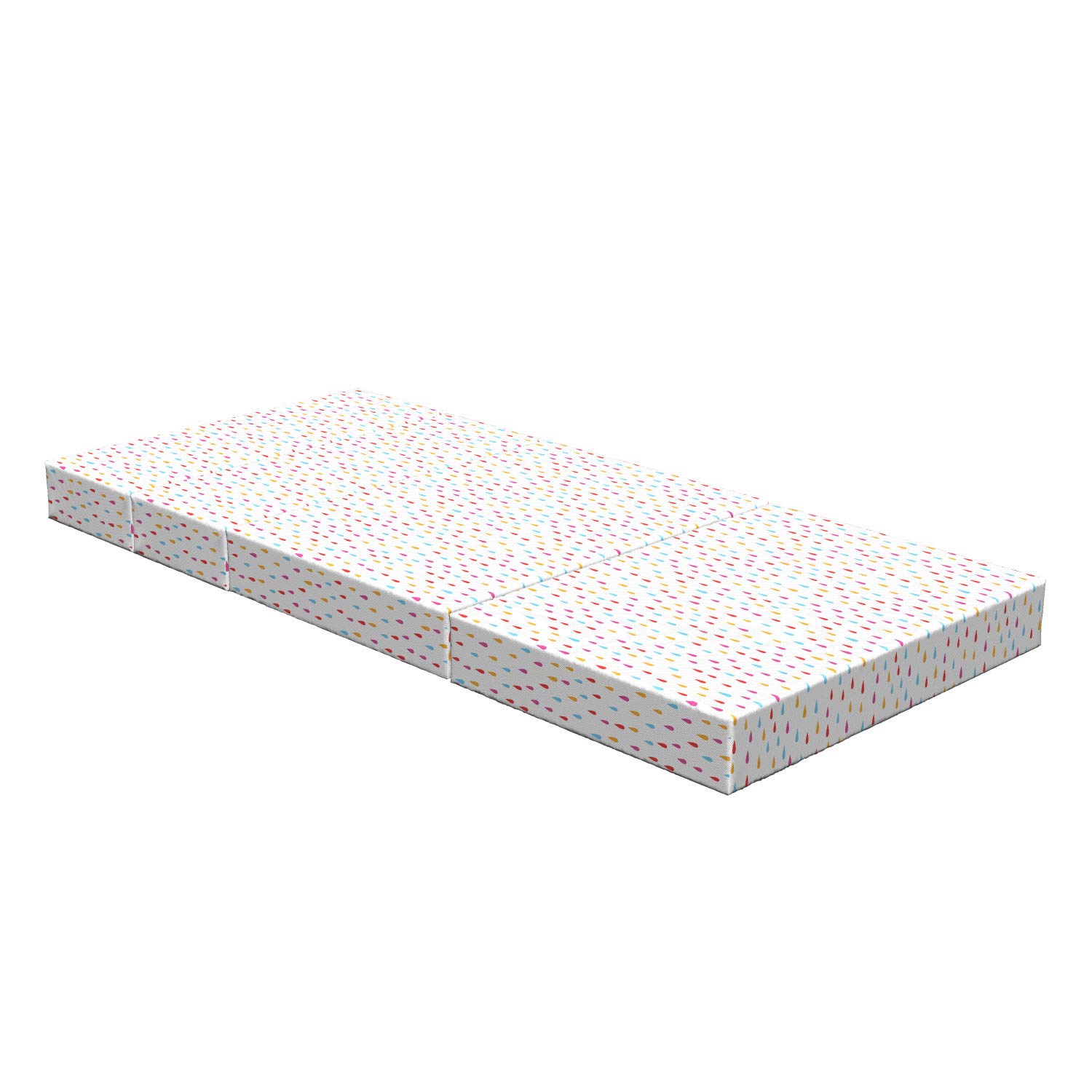 Ambesonne Abstract Foldable Mattress - Cheery Raindrops Design, Dark Coral & Pale Orange, 74.8