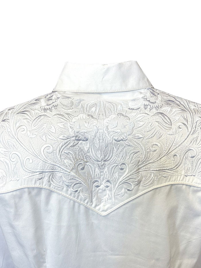 Rockmount 7859 WHT Women's Vintage Tooling Embroidered Western Shirt - White Cowgirl Shirt for Rodeo, Country Music Festivals & Western Fashion