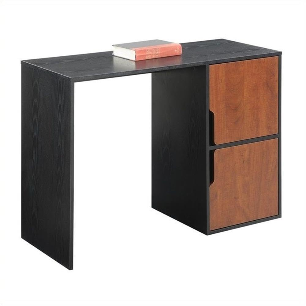 Convenience Concepts Designs2Go Student Desk with Storage Cabinets - Black & Cherry Finish, Compact Study Desk for Small Spaces, Perfect for Dorm Rooms, Home Office & Online Learning