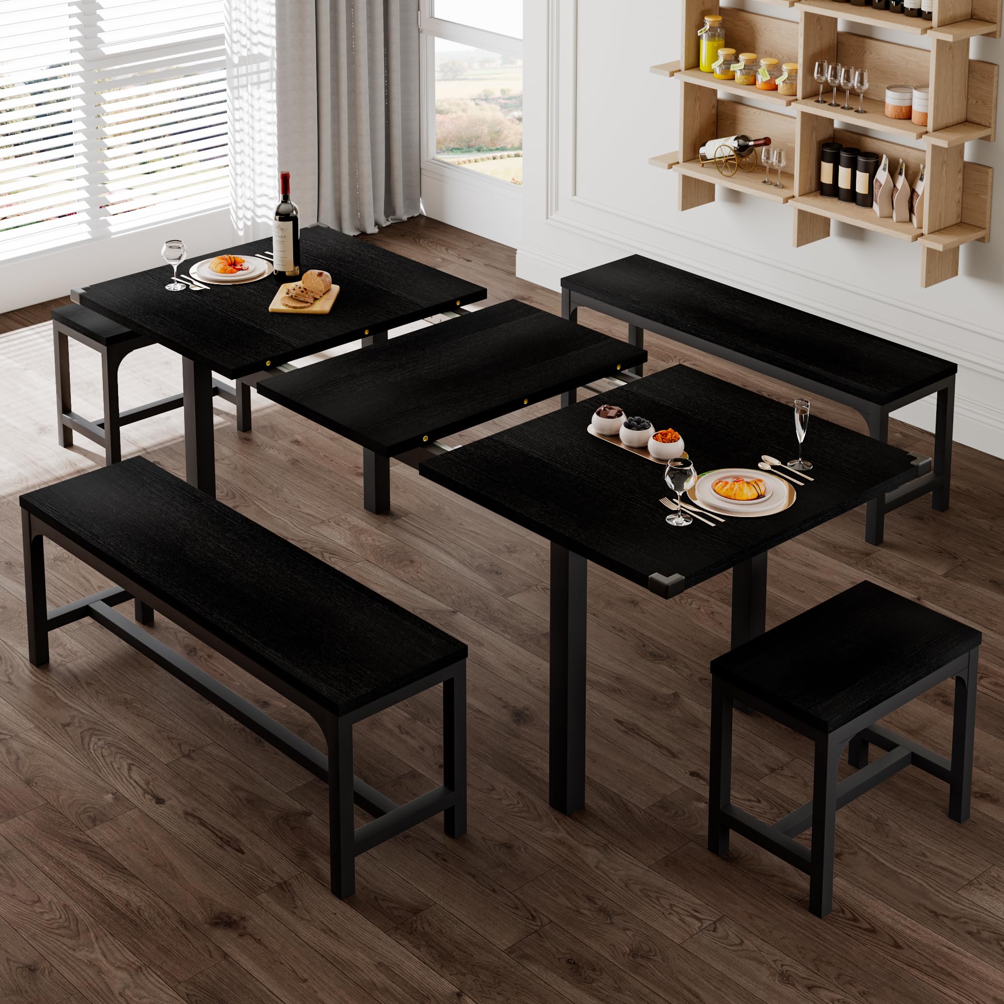 **Feonase 5-Piece Extendable Dining Table Set for 4-8 People, 63