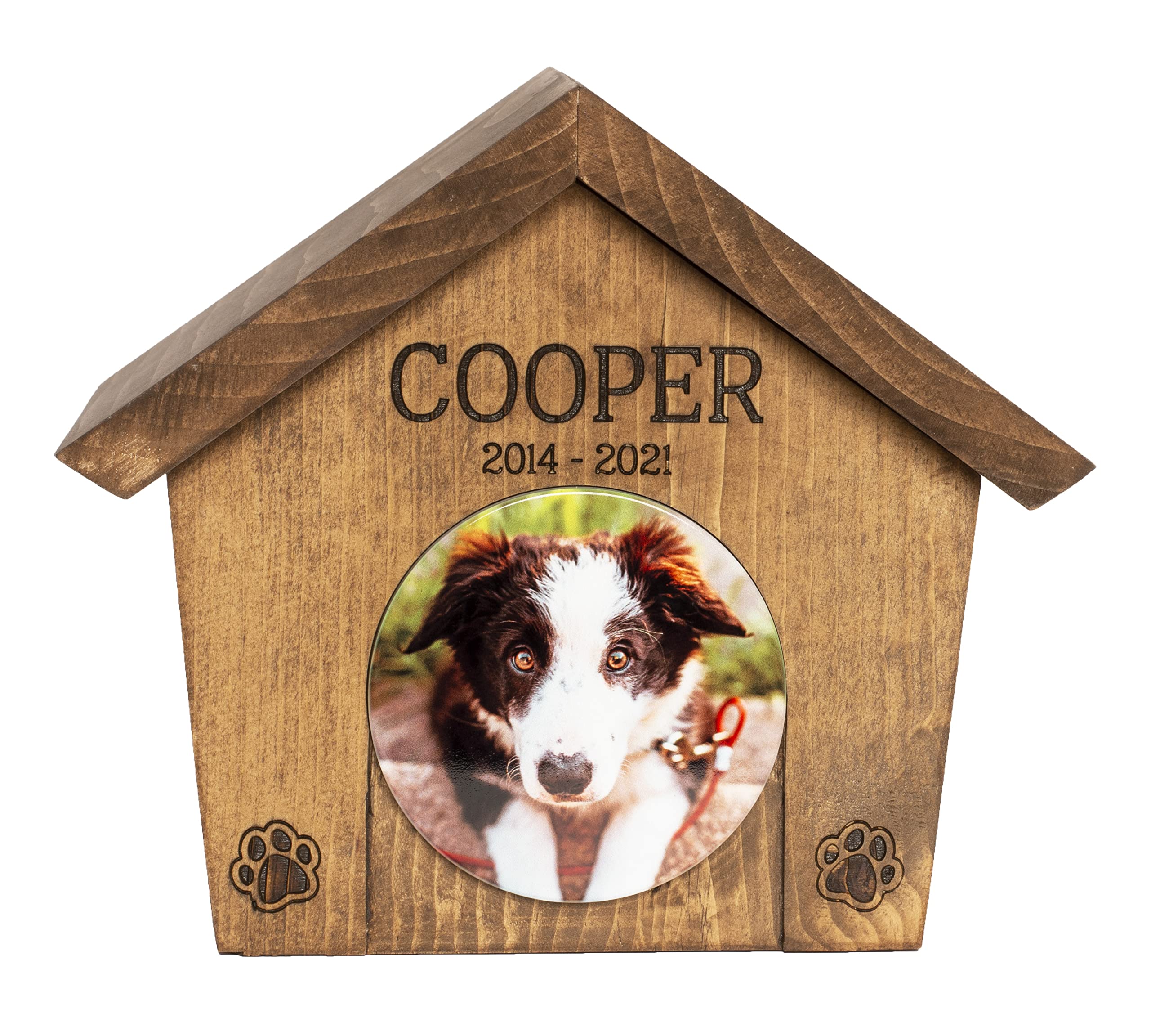 Personalized Dog Memorial Urn Box - Engraved Pet Name & Photo Keepsake for Ashes - Perfect for Home Memorial Display & Pet Loss Remembrance