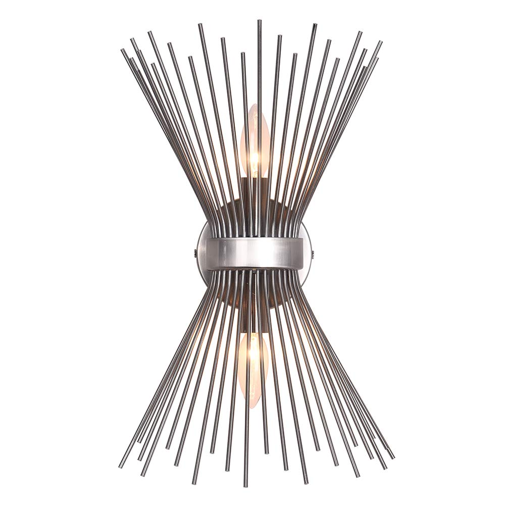 EDISLIVE 2-Bulb Vanity Light - Mid-Century Modern Starburst Wall Sconce Lamp - Sunburst Bathroom Lighting for Powder Room, Bedroom & Bathroom - Perfect for Vanity Mirrors and Makeup Areas