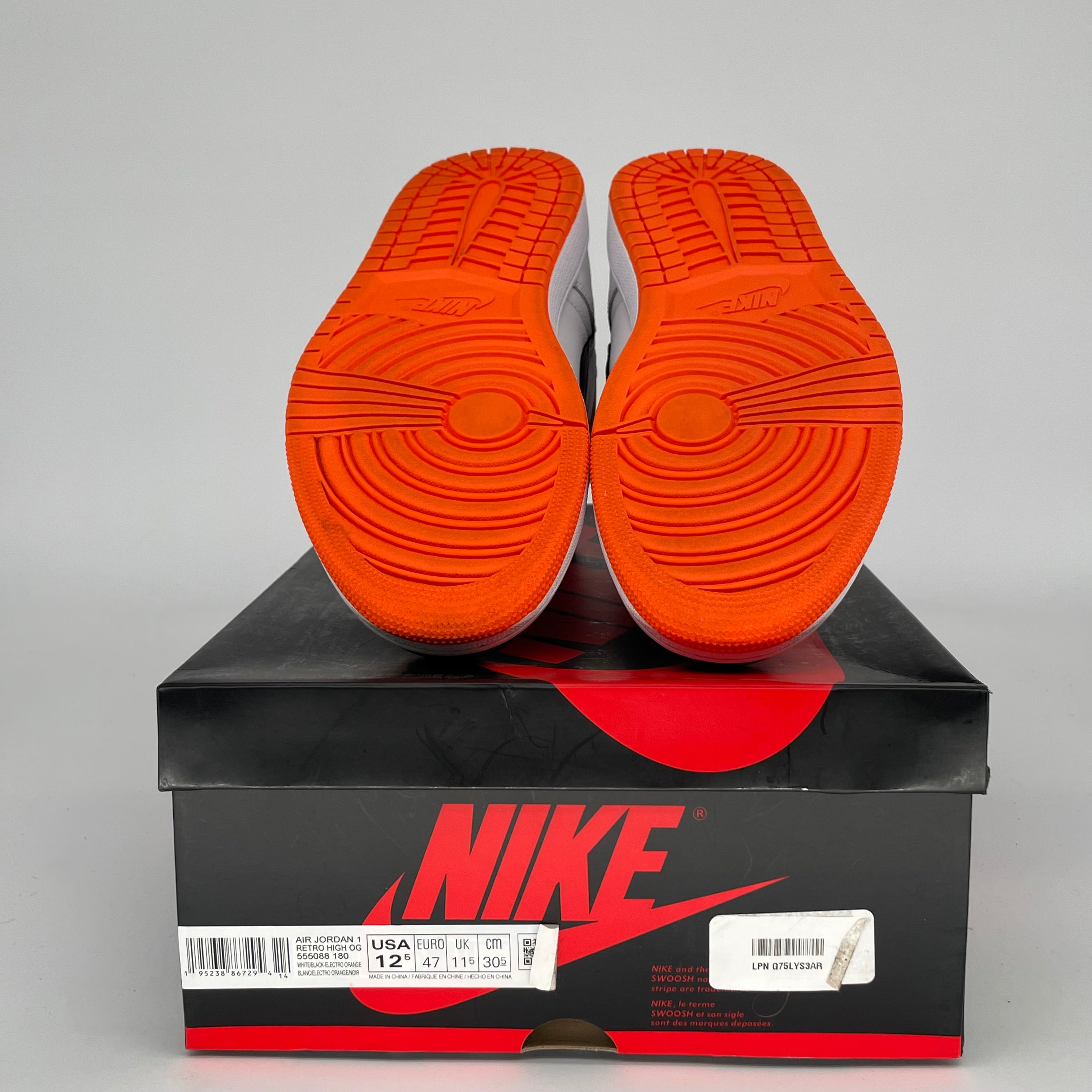 AIR JORDAN 1 ELECTRO ORANGE Men's Basketball Shoes Size 12.5 - Retro High OG Style 555088-180 for Sneaker Collectors & Streetwear Fashion