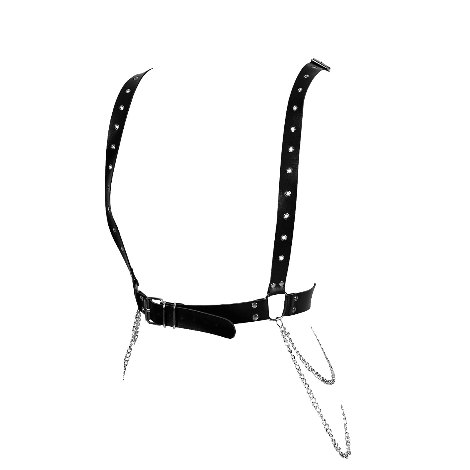Women's Punk Leather Harness Top - Gothic Bra Corset for Halloween, Rave & Dance Costume | Edgy Fashion Accessory for Parties & Nightlife