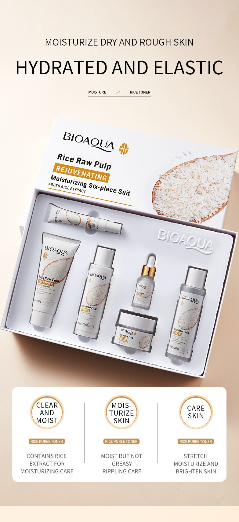 Puree Skin Rejuvenation Moisturizing 6-Piece Set - Hydrating Skincare Kit for Face & Body | Perfect for Daily Routine & Spa Night
