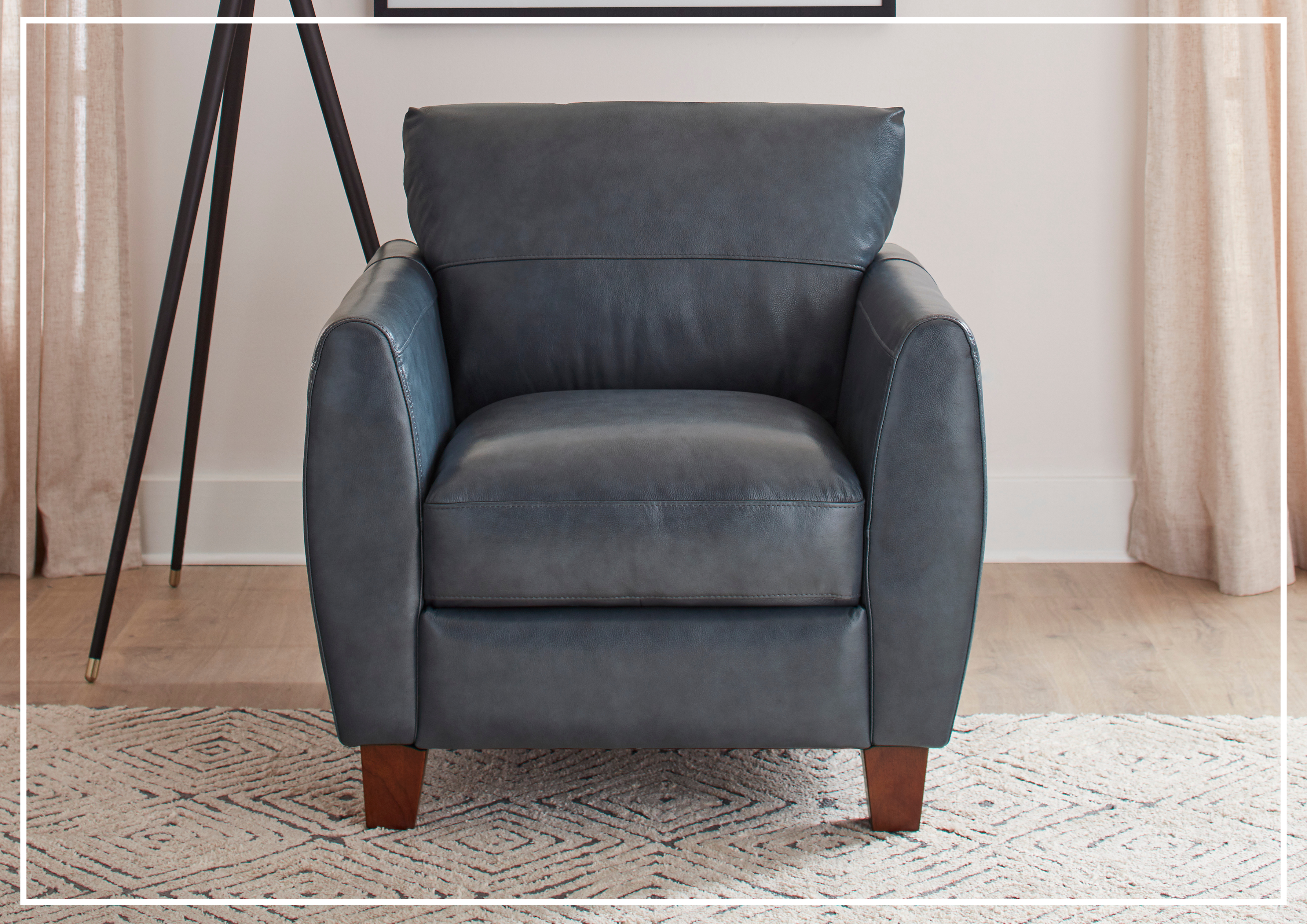 Gio Italia Home Tirano Genuine Leather Chair in Bluish Gray - Premium Office & Living Room Seating for Modern Homes