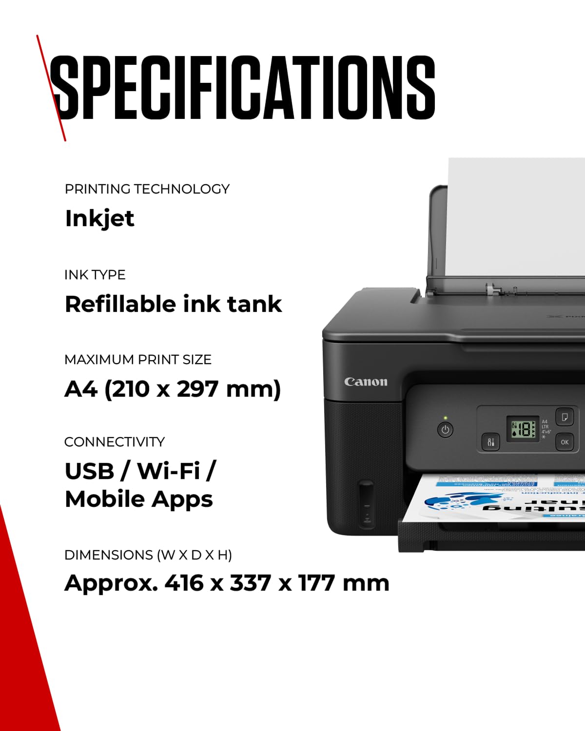 Canon PIXMA G2570 MegaTank All-in-One Wireless Printer with Scanner, Copier & LED Display | High-Yield Inkjet Printer for Home Office | USB & WiFi Connectivity | Perfect for Printing Documents, Photos & School Projects