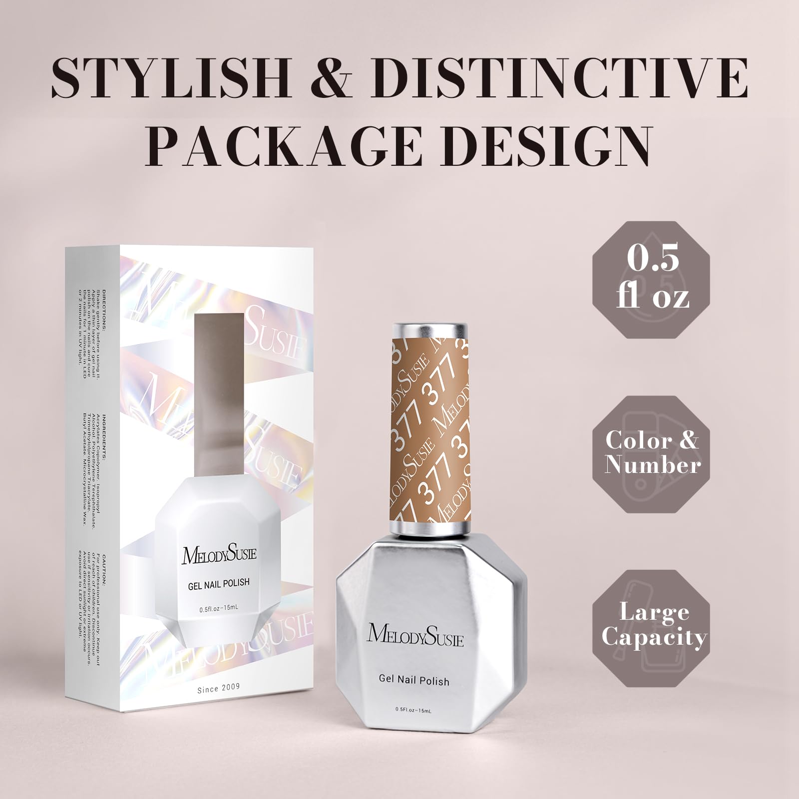 MelodySusie Nude Brown Gel Nail Polish - 0.5 fl oz Soak Off UV LED Gel Polish for Manicure, Salon & DIY Nail Art | Long-Lasting Beige Brown Nail Design for Women | Perfect for Home Use, Parties & Special Occasions