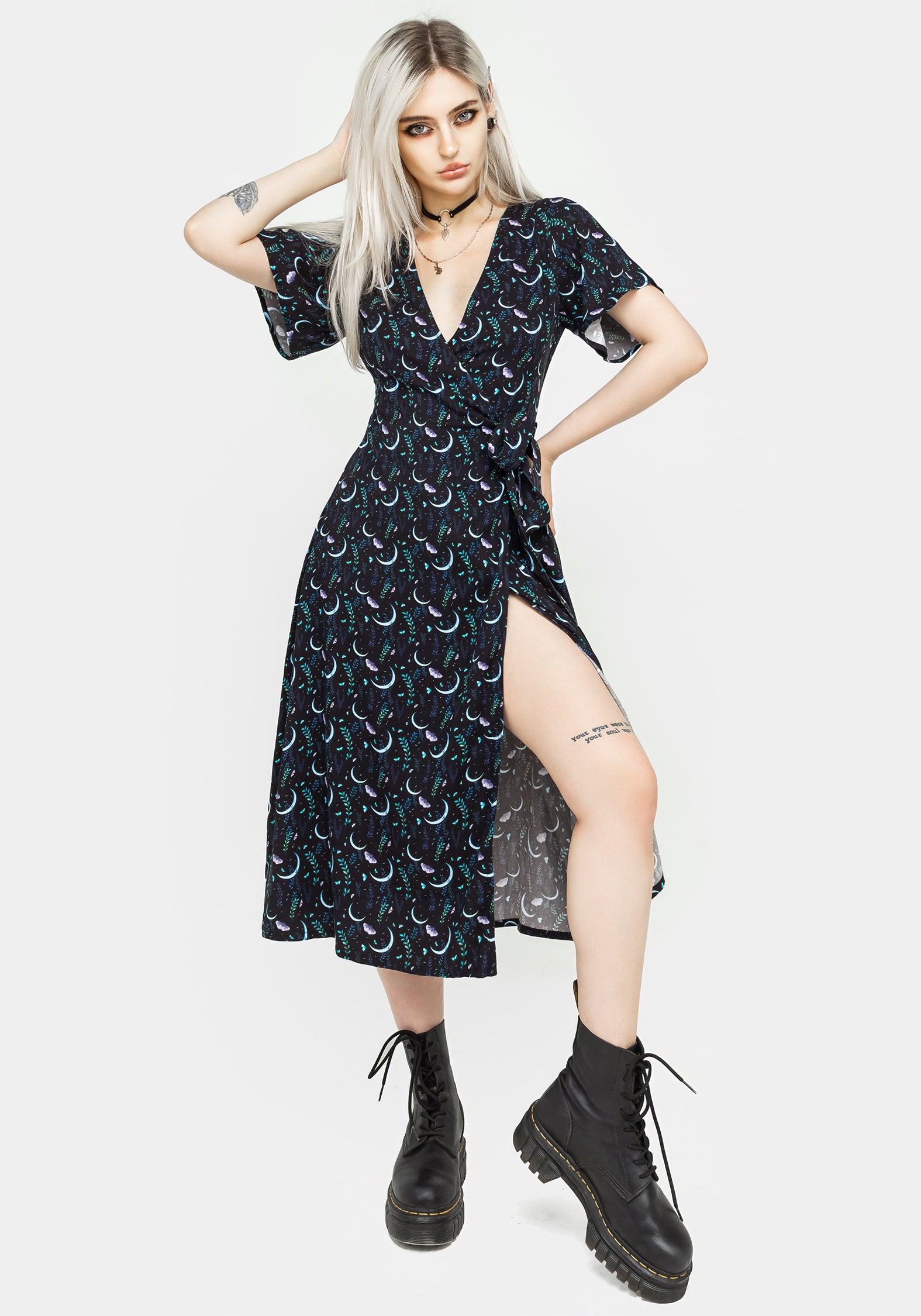 Elegant Diana Moon Moth Midi Dress for Women | Flowy Summer Maxi Dress with Floral Print | Perfect for Beach Vacations, Garden Parties & Date Nights