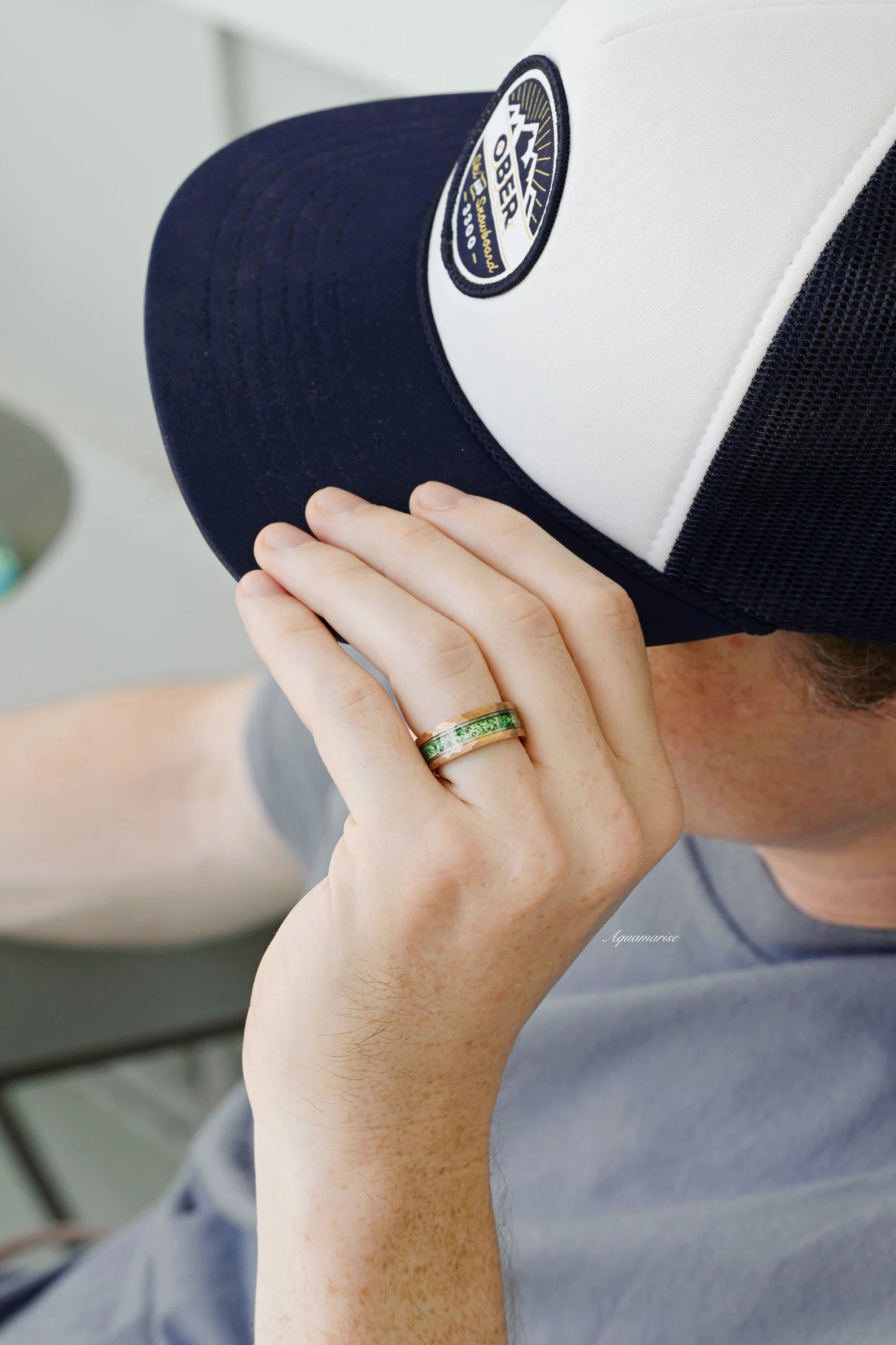 Skye Kite™ Genuine Moss Agate Couples Ring Set - Matching His & Hers Wedding Bands for Anniversary, Engagement, or Promise - Perfect for Romantic Gifts & Special Occasions