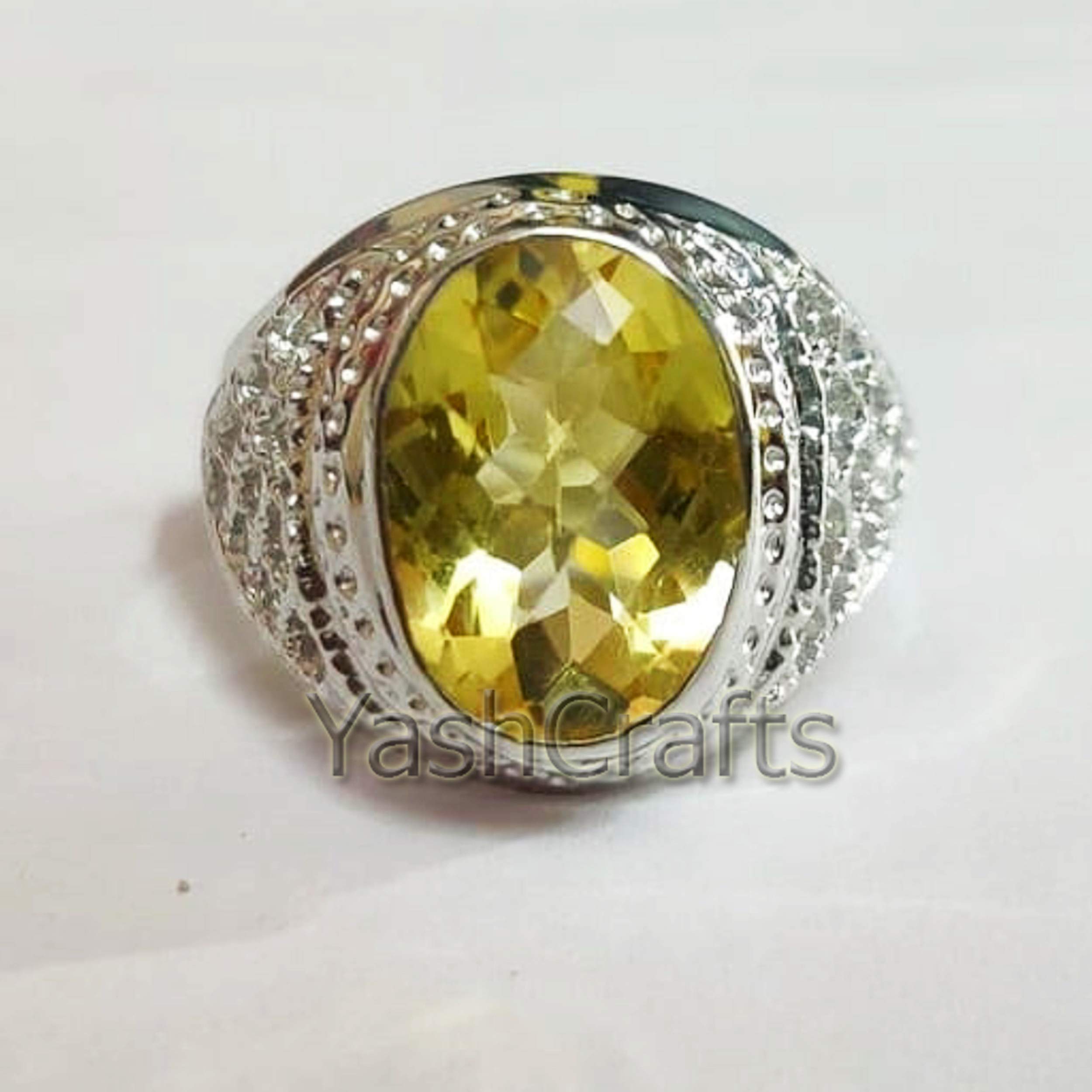 925 Sterling Silver Men's Citrine Ring - November Birthstone, Hydro Gemstone, Wedding & Engagement Ring for Men, Anniversary Gift - Perfect for Formal Events & Everyday Wear