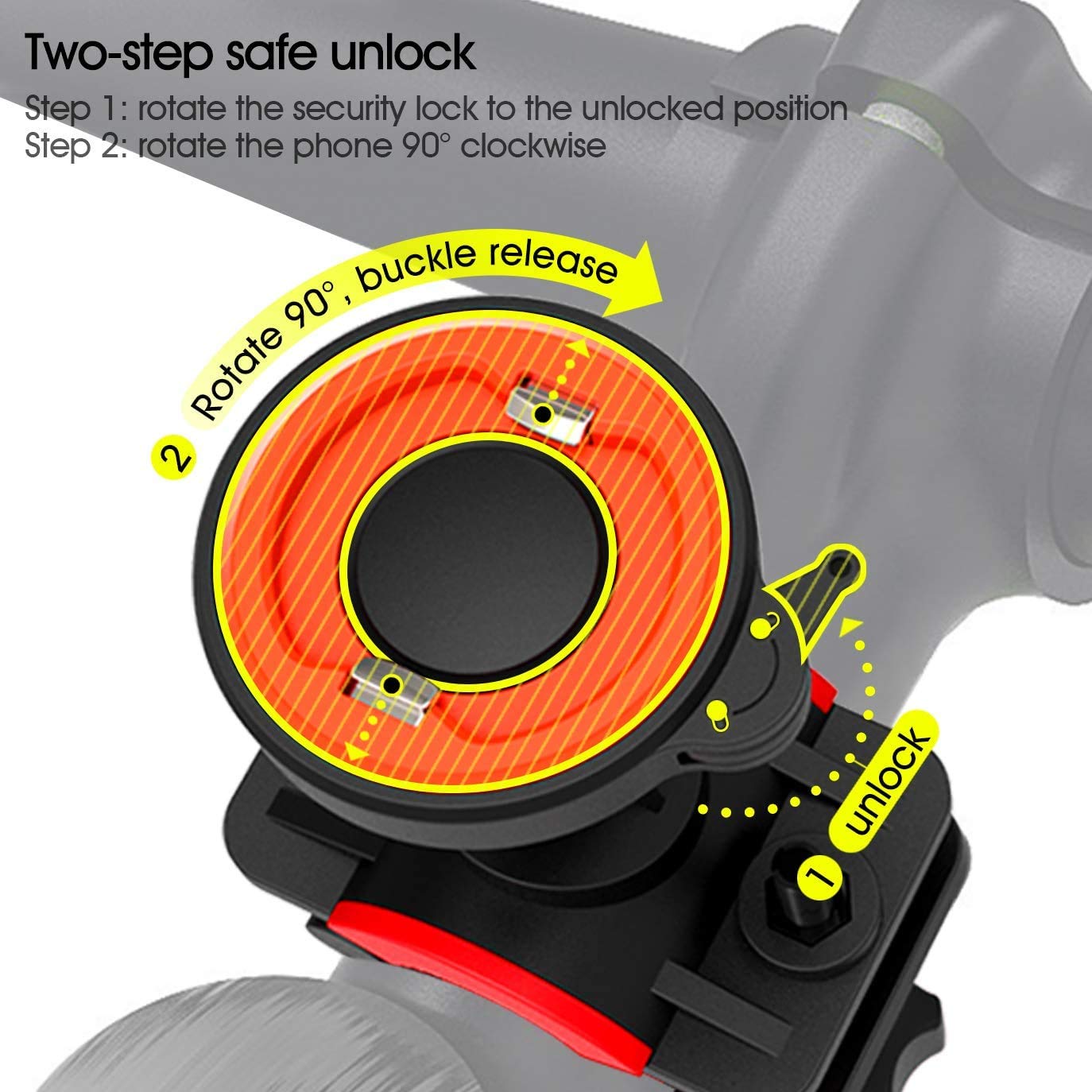 Shockproof 360° Rotatable Quick Release Bike Phone Mount Holder for iPhone 11 Pro - Compatible with Bicycle, Mountain Bike, Road Bike, MTB, eBike Handlebars - Perfect for Cycling, Commuting & Outdoor Adventures