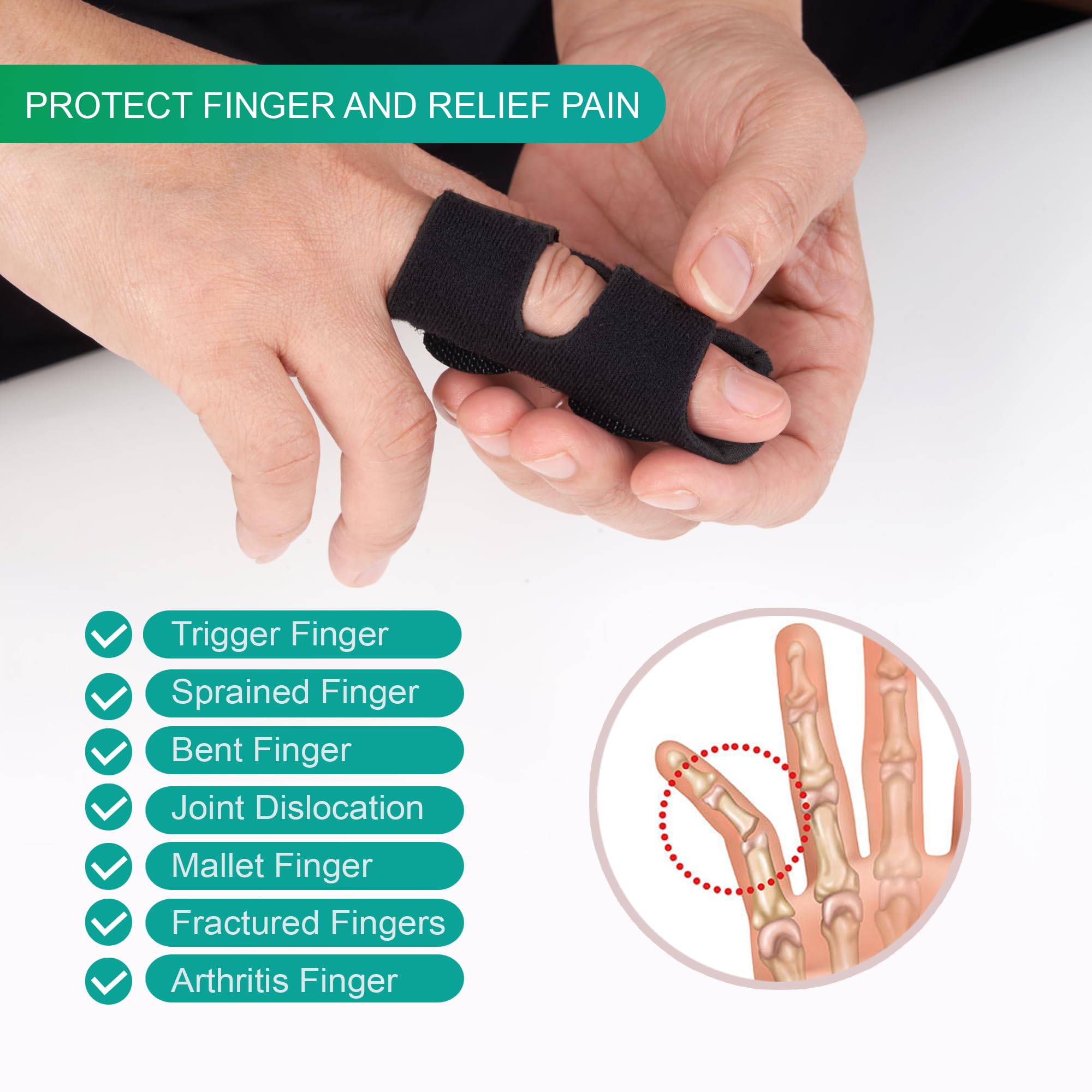Mallet Finger Splint for Pain Relief - Adjustable Trigger Finger Brace for Thumb, Index, Middle, Ring & Pinky - Ideal for Typing, Gaming & Injury Recovery