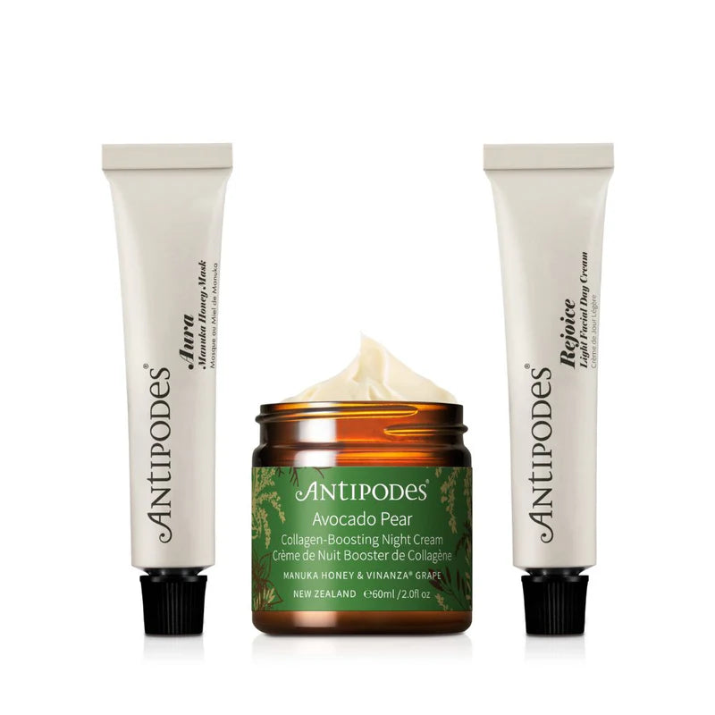 Antipodes Skincare Set - Collagen Boost Serum & Cream for Anti-Aging & Wrinkle Reduction | Organic Vegan Skincare Routine for Glowing Skin | Perfect for Daily Hydration & Nighttime Repair