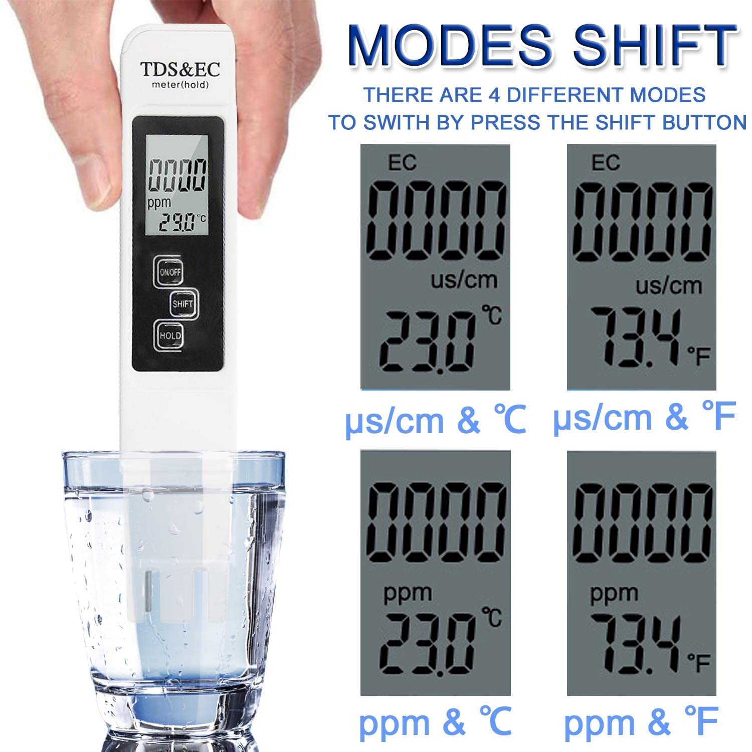 TASU Digital Water Tester - Professional 3-in-1 TDS, Temperature & EC Meter (0-9999ppm) with Carrying Case | Accurate PPM Meter for Drinking Water, Aquariums, Hydroponics, Pools & Home Water Quality Testing