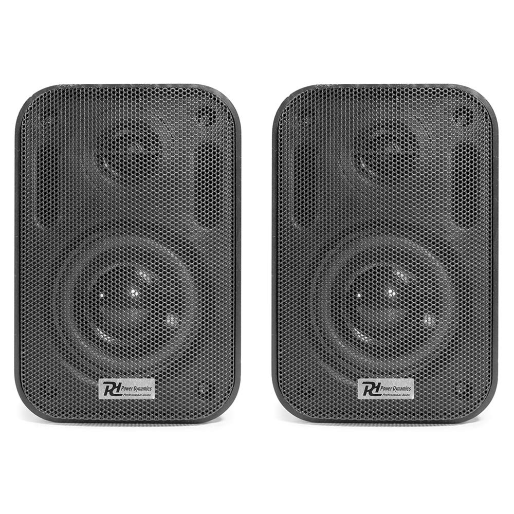 Power Dynamics 4x PD BGO30 3-Inch Black Bluetooth Wall Speakers with Built-in Amplifier - Compact Wall Mount Audio System for Home Theater, Living Room & Office | High-Quality Sound for Music, Movies & Conference Calls